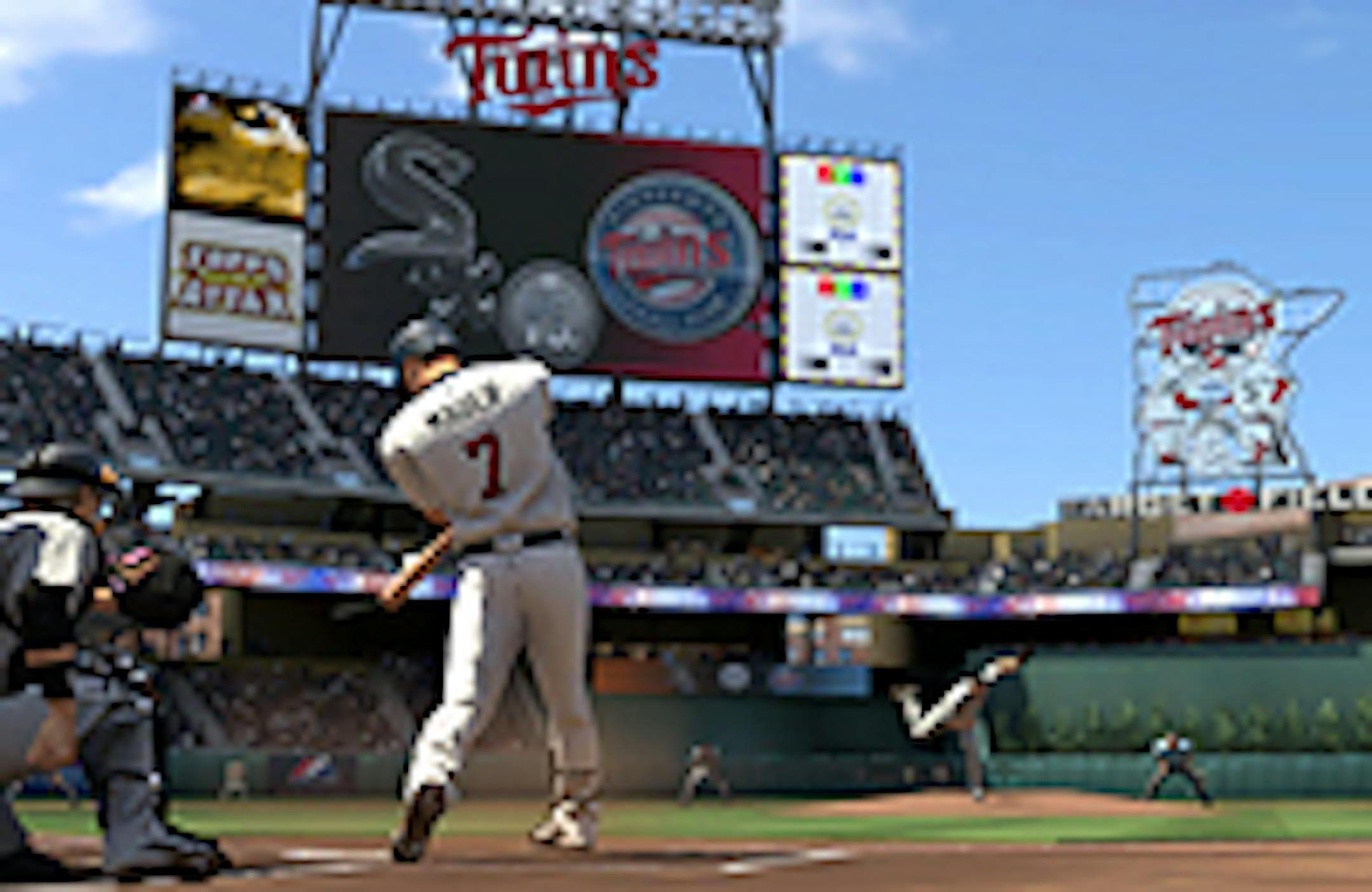 Joe Mauer takes a swing at the new Target Field in "MLB 10: The Show"