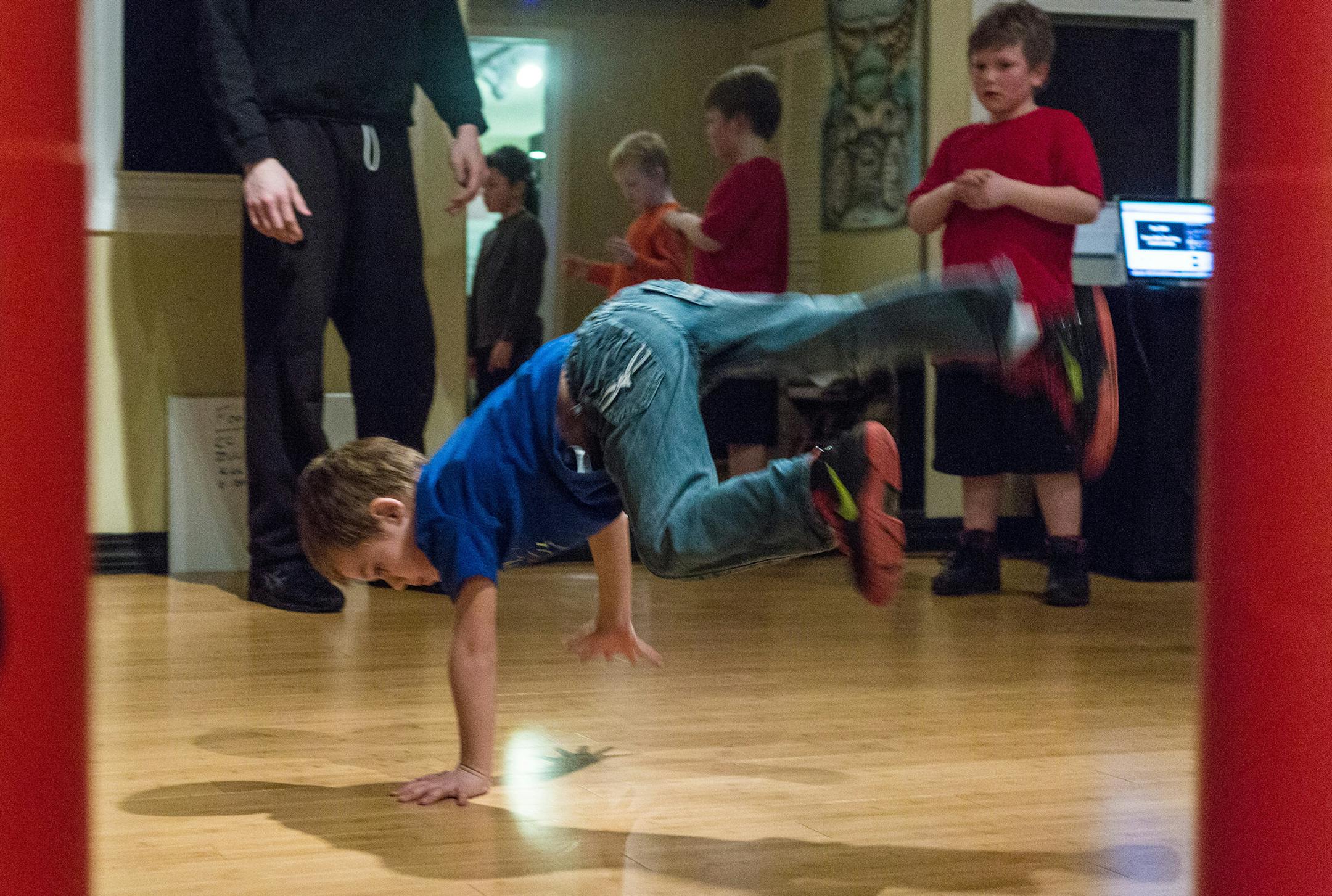 Tegan Crandall, age 6, dances during class at the House of Dance, Feb. 26. ] Elizabeth Brumley special to the Star Tribune * In a tiny walk-up studio on the back streets of Hopkins, a little slice of the 80s is lovingly preserved and passed on. The House of Dance teaches breakdancing -- a dance form that evokes images of MC Hammer parachute pants and spray-painted New York subway cars