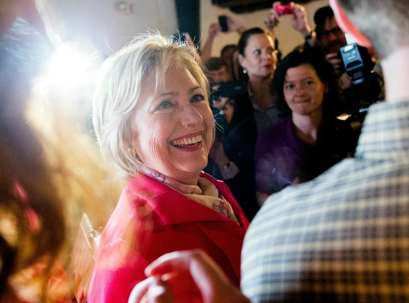 Democratic presidential candidate Hillary Clinton greets patrons at the Lone Oak Little Castle Restaurant in Paducah, Ky., Monday, May 16, 2016. (AP Photo/Andrew Harnik) ORG XMIT: MIN2016052117262218