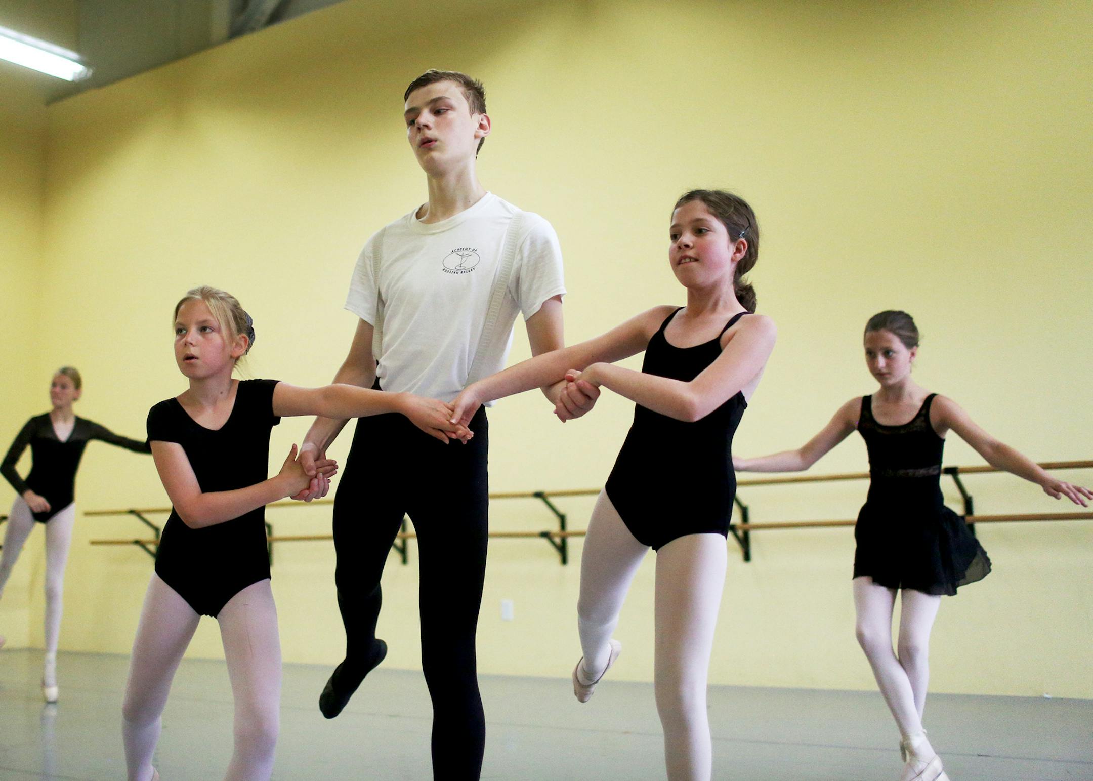 Ballet dancers Alisa Dolia, 9, left to right, Alec Drieslein, 15 and Aleksandra Sokolinsky, 10, participate in the Academy of Russian Ballet's Summer Intensive Dance Camp, which runs from July 10-21 at the ballet's dance studio in Eden Prairie, MN. About 25 dancers ages 9-15 are attending the camp. DAVID JOLES ï david.joles@startribune.com Ballet Art and Craft Camps
Academy of Russian Ballet The Academy of Russian Ballet (ARB) in Minnesota established in 2001 by co-directors Kirill Bak and