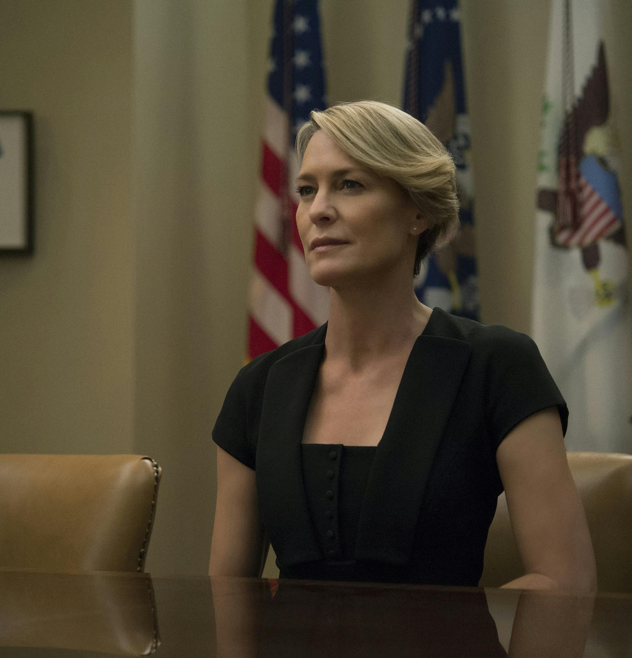 Robin Wright in season 4 of "House of Cards." Wright is nominated for an Emmy for best lead actress in a drama. (David Giesbrecht/Netflix/TNS) ORG XMIT: 1187271
