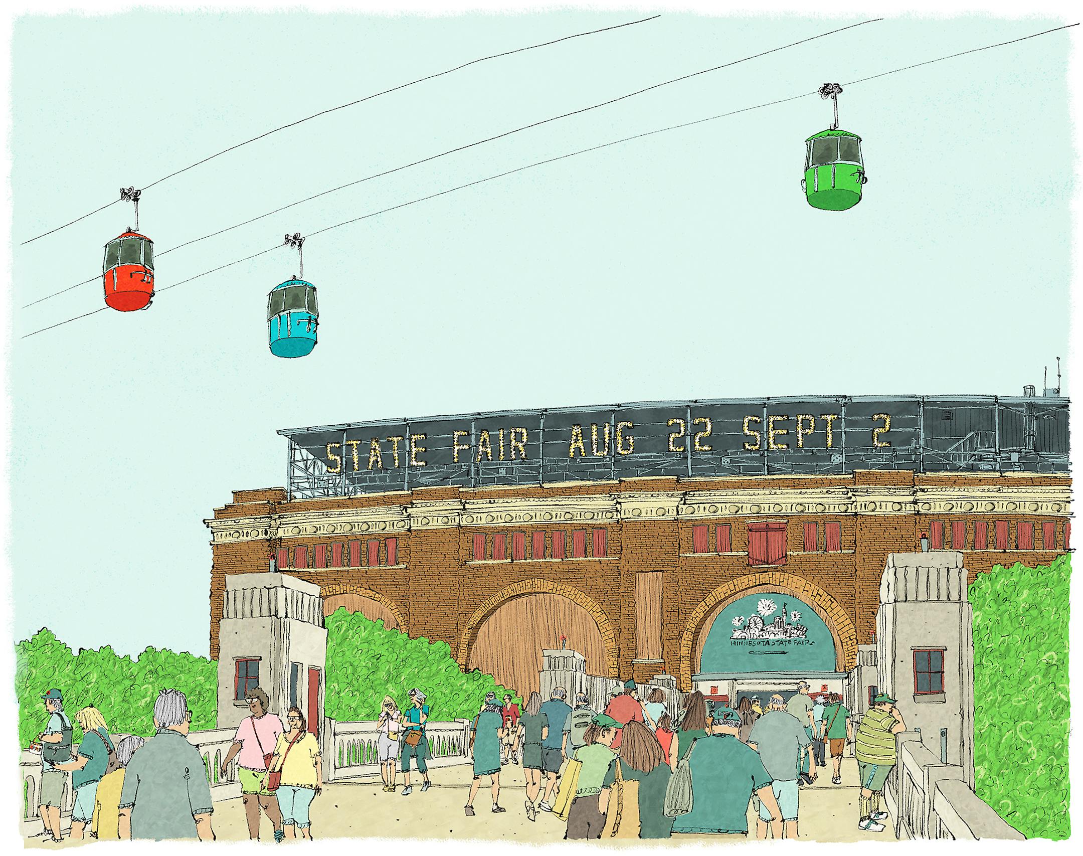 Sky Ride are such an iconic part of the fair, I can't imagine a fair without them.
Illustration by WASCO • http://www.wacsowashere.com/