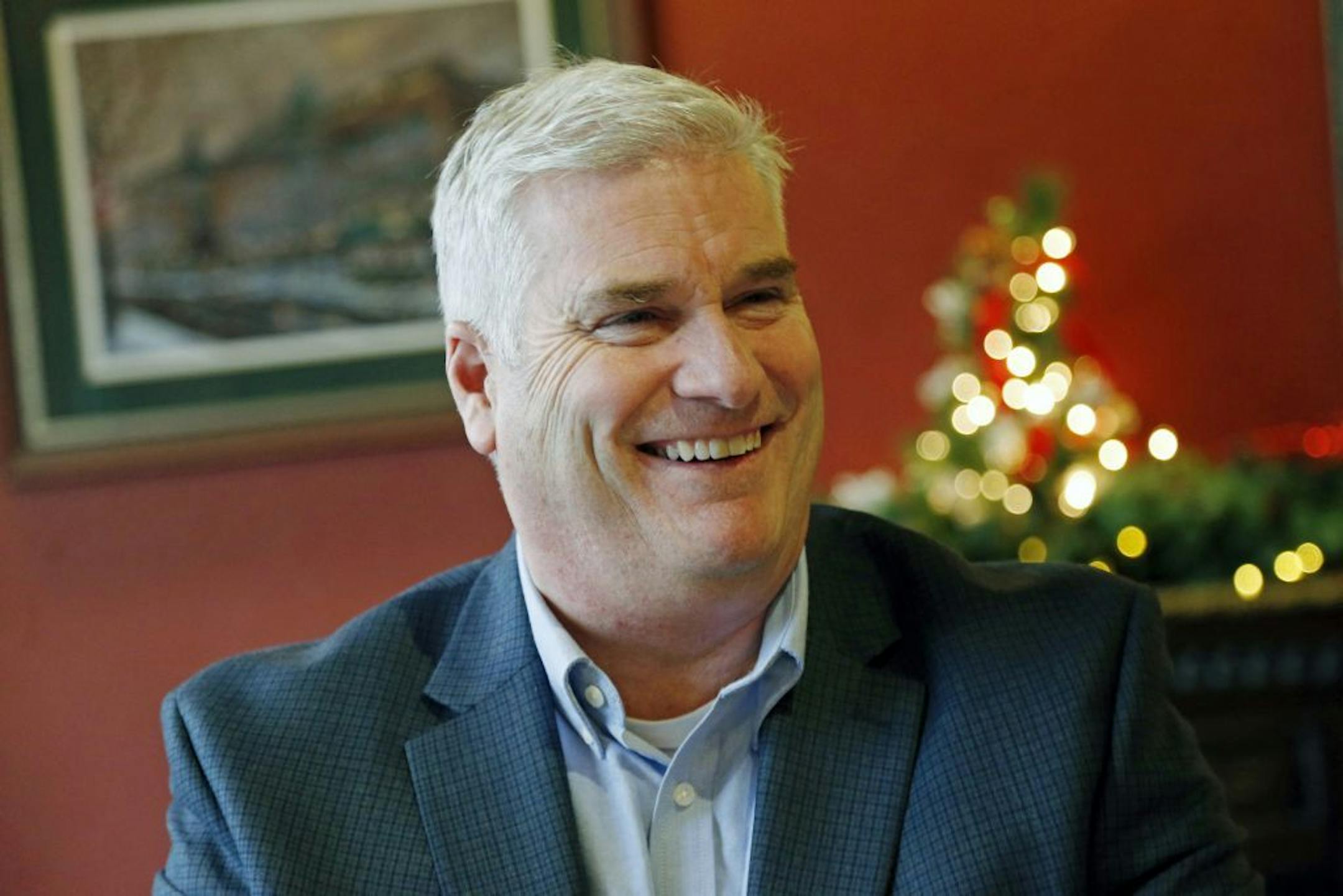 In this Dec. 22, 2015, photo, Rep. Tom Emmer, R-Minn., is interviewed in St. Paul, Minn. Emmer, who has a year under his belt as a Minnesota congressman, has held 14 town halls in all corners of the sprawling 6th District.