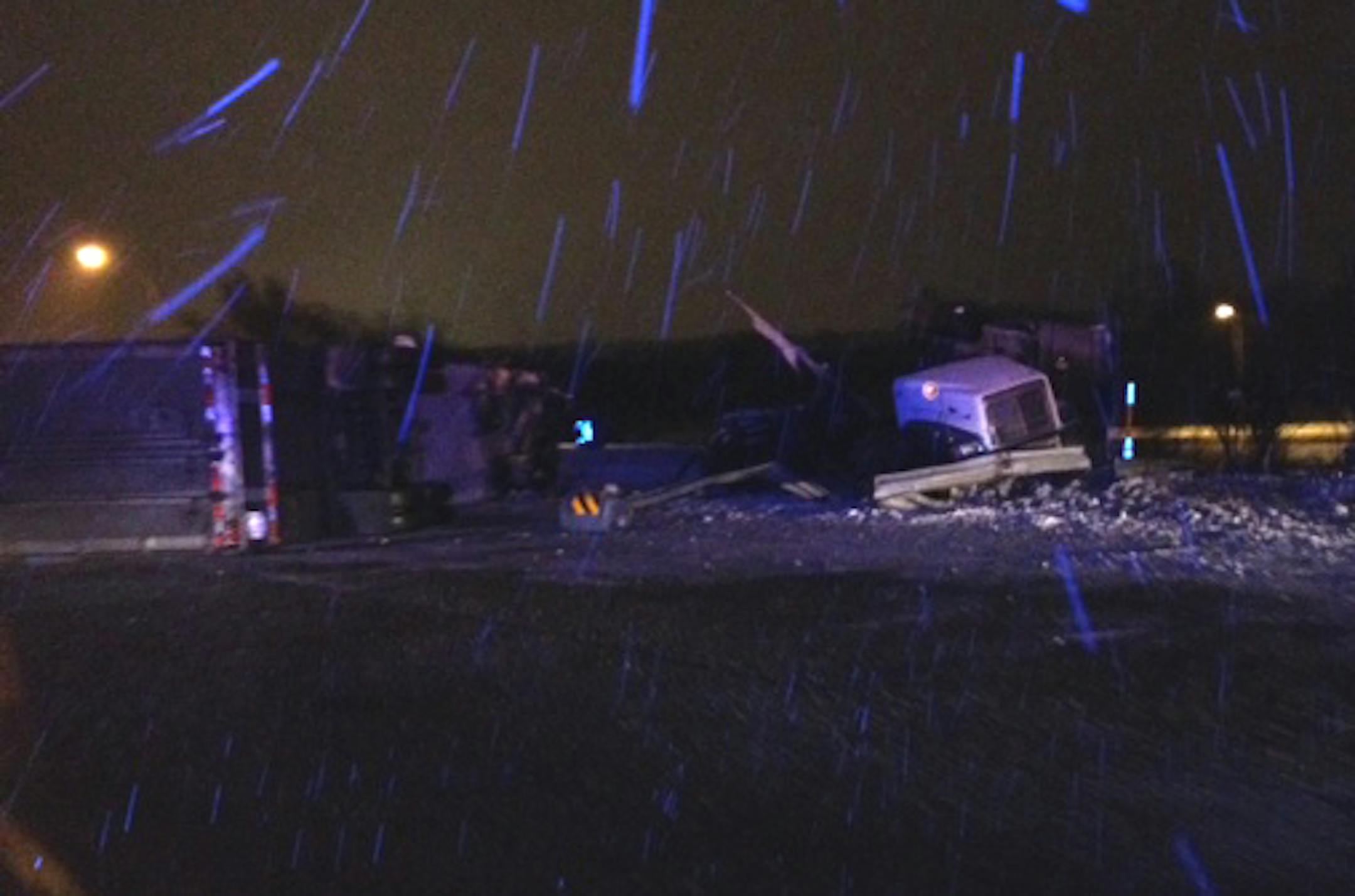 A semi-trailer was bad damaged in a multi-vehicle crash on eastbound I-94 in Woodbury on Dec. 16, 2013.