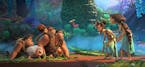 The Croods, left, meet the Bettermans, right, in DreamWorks Animation's "The Croods: A New Age."
