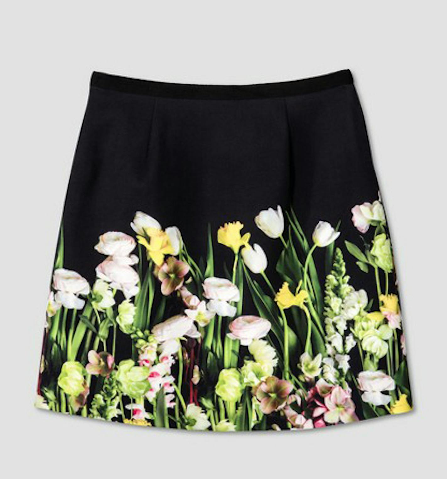 Women's Black Satin Photo Floral Skirt
$30.00