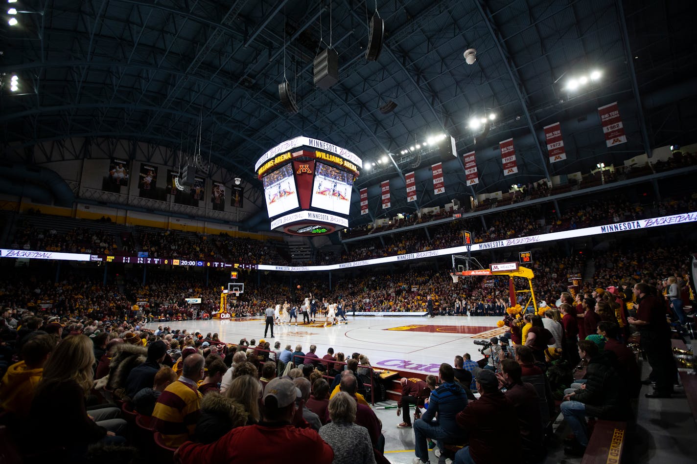 Williams Arena during an NCAA basketball game between the Minnesota and the Penn State Saturday, Jan. 19, 2019, in Minneapolis. (AP Photo/Paul Battaglia)