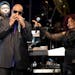 Stevie Wonder and Chaka Khan perform at the Prince Tribute Concert at the Xcel Energy Center on Thursday, Oct. 13, 2016, in St. Paul, Minn.