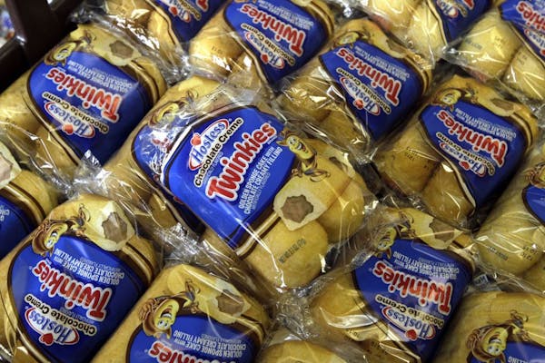 FILE - In this Friday, Nov. 16, 2012, file photo, Twinkies baked goods are displayed for sale at the Hostess Brands' bakery in Denver, Colo. Hostess B