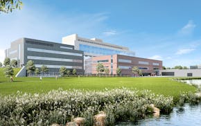 Walking trails and preserved wetlands are part of the plan at the new Lakeview Hospital in Stillwater, as shown in renderings distributed by Bloomingt