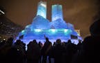 The crowd got an up close look at the ice palace after at the lighting ceremony of the 2018 Winter Carnival Ice Palace in Rice Park on Thursday, Janua