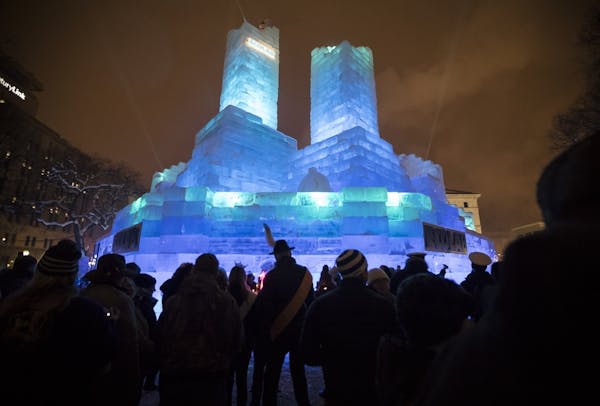 The crowd got an up close look at the ice palace after at the lighting ceremony of the 2018 Winter Carnival Ice Palace in Rice Park on Thursday, Janua
