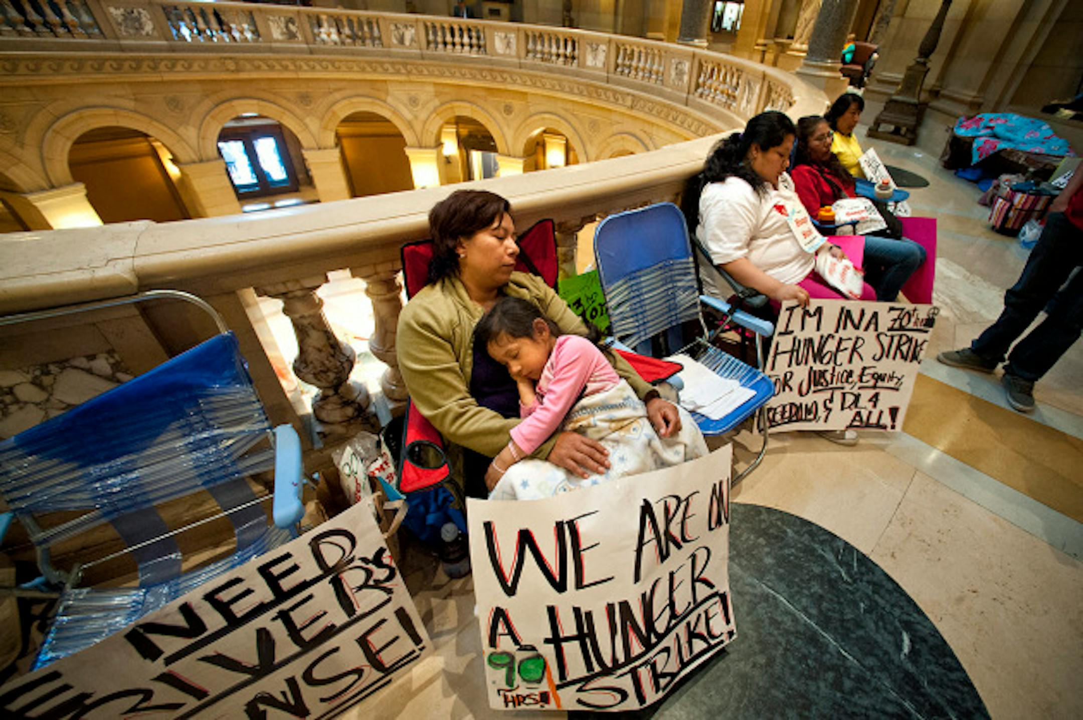 Six members of MN-Mesa Latina and Allies were into the fourth day of a hunger strike, Friday, May 17, 2013 to urge legislative action  on the driver's license for all bill.      ]   GLEN STUBBE * gstubbe@startribune.com