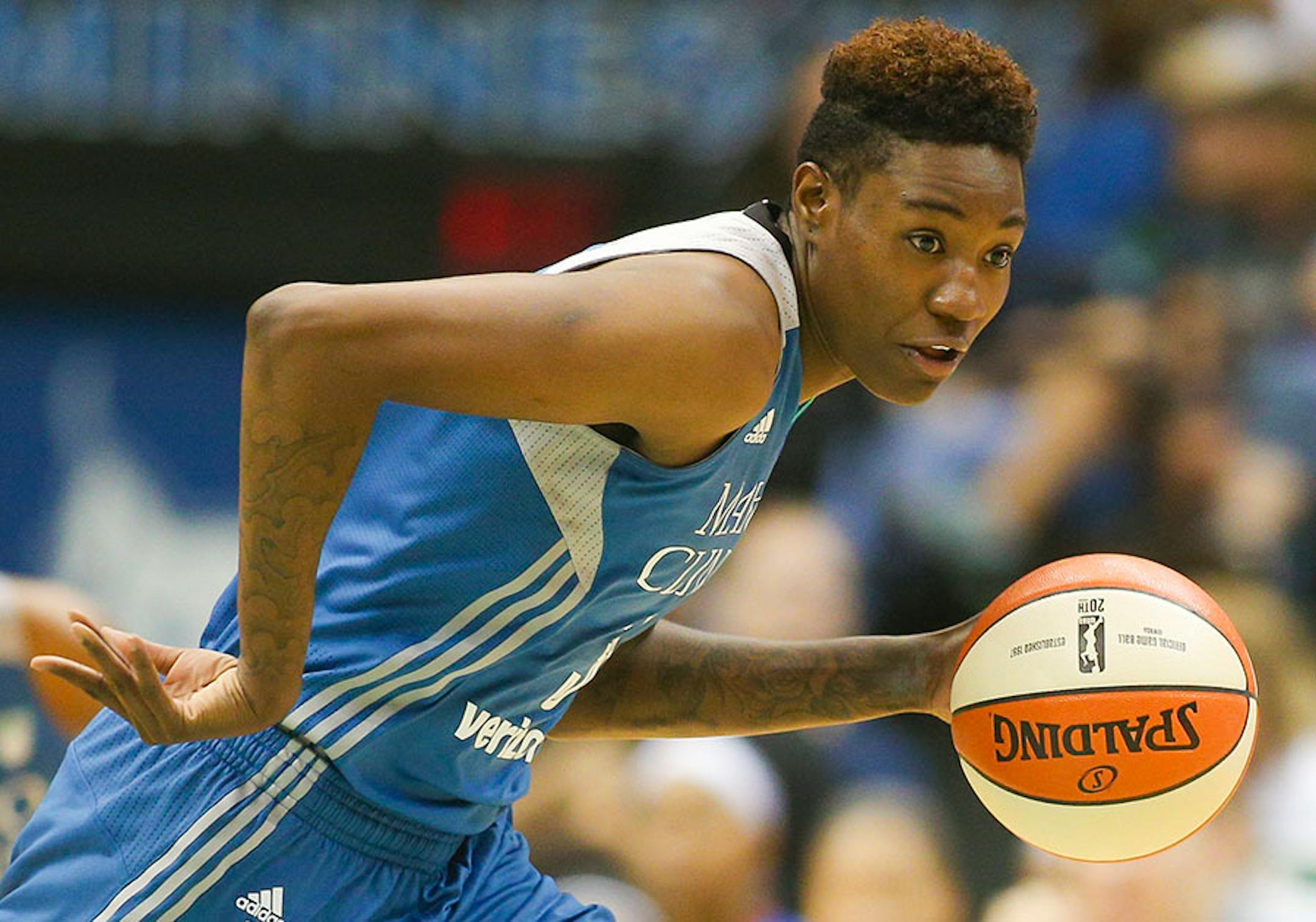 Minnesota Lynx forward Natasha Howard (3) drives down court after making a steal.