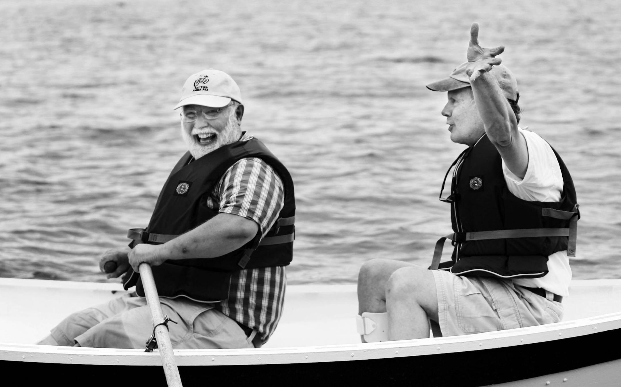 It took a life-threatening stroke for Jim Baker, 64, of Edina to fulfill his dream of building a wooden boat. With the encouragement of his family, Baker and caregiver Greg Schaffner, of Right at Home, built the small kit boat over two years. A mechanical engineer, Baker and Schaffner, recently launched the boat in Lake Harriet on its maiden voyage. Dubbed Therapy for how it helped Baker progress from his stroke, it stood the test. More than 30 friends and family were there to witness the launch