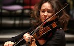Moldovan violinist Patricia Kopatchinskaja rehearses with the St. Paul Chamber Orchestra in their rehearsal space in downtown St. Paul on Thursday, No