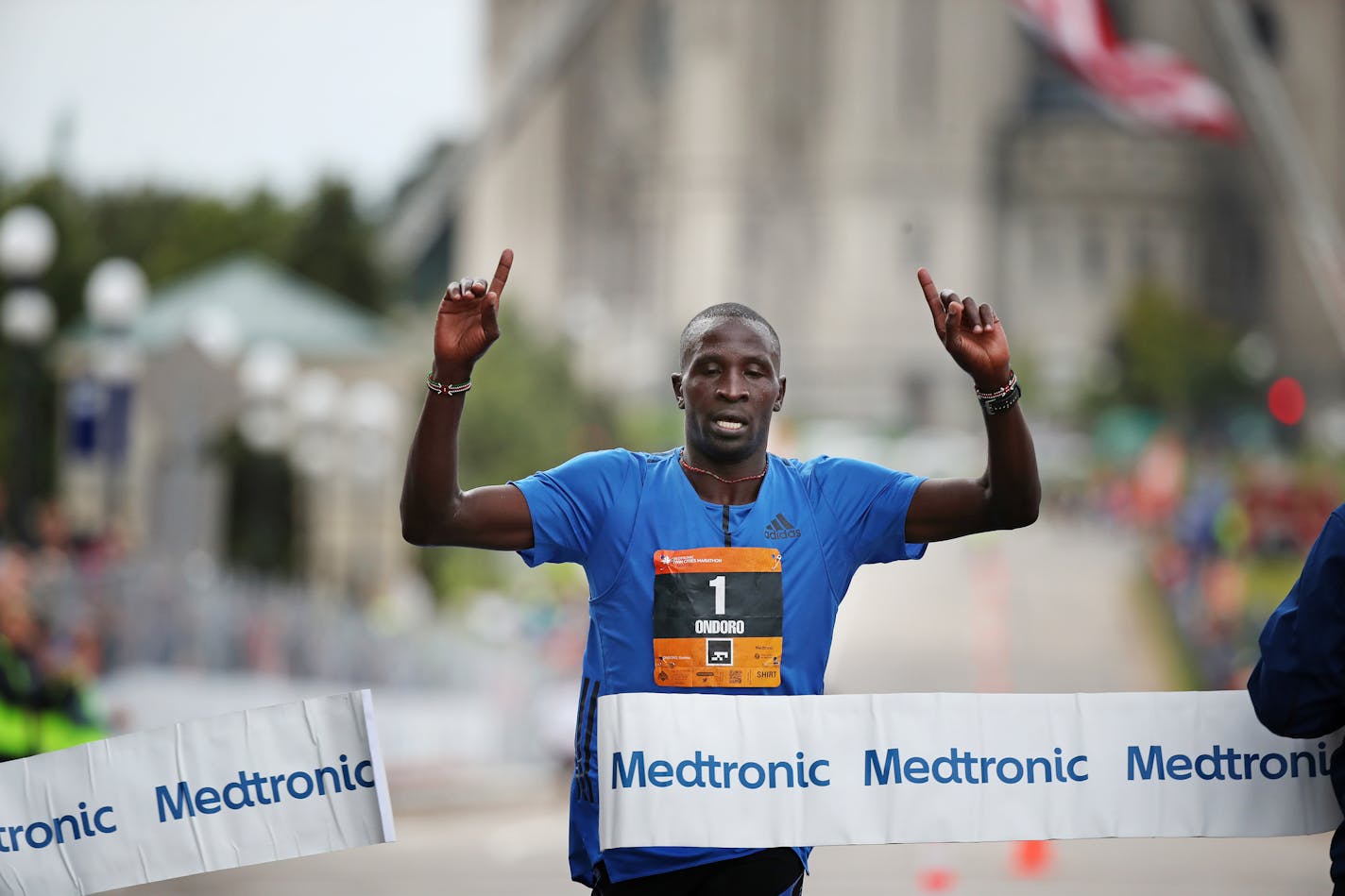 Dominic Ondoro won the Twins Cities Marathon on Sunday, October 1,2017 in St. Paul