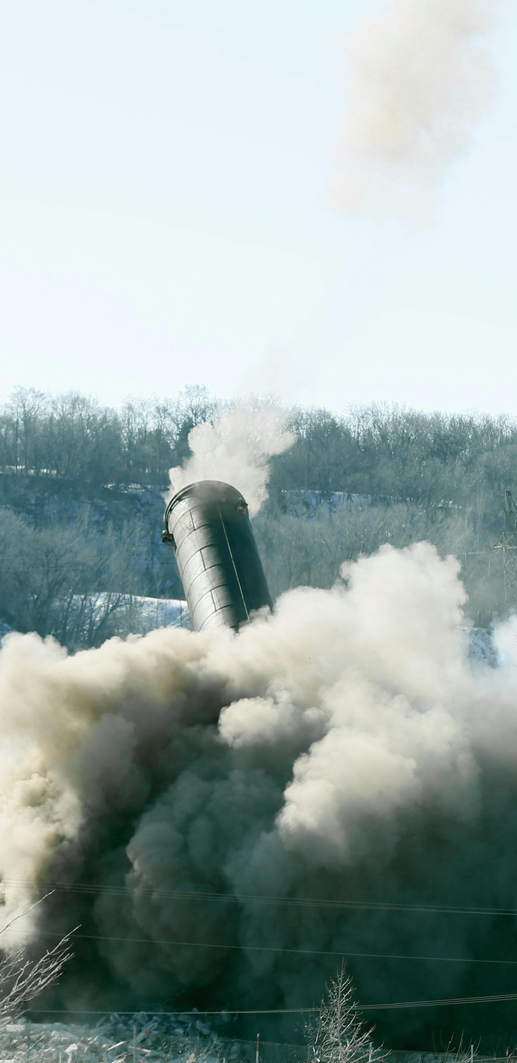 A St. Paul landmark was brought down with a blast on Sunday morning March 16, 2014. A coal-fired power plant on the Mississippi River, upstream from downtown St. Paul. The 10-story building was topped by a 180-foot smokestack. The blast was at 10 a.m. Sunday. in St. Paul, MN. ] JERRY HOLT jerry.holt@startribune.com