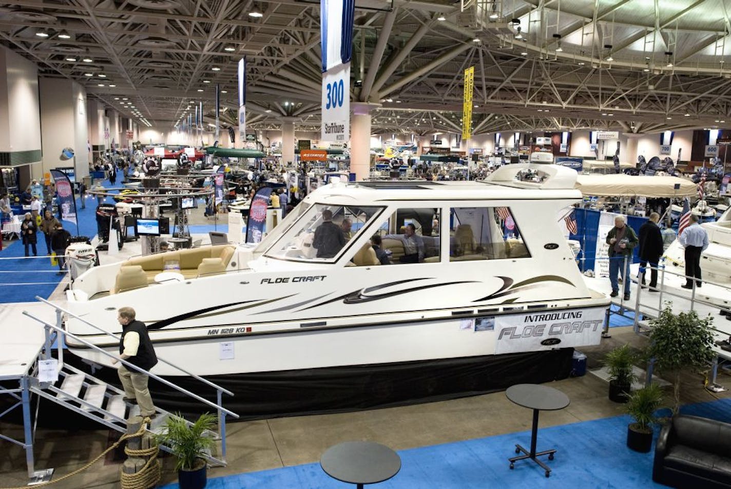 The 34-foot Floe Craft was on display at the Minneapolis Boat Show.