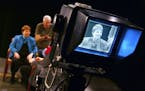 A camera is trained on Judy Corrao as she and the crew prepare to film The Judy Corrao Show at The Minneapolis Television Network in Minneapolis Decem