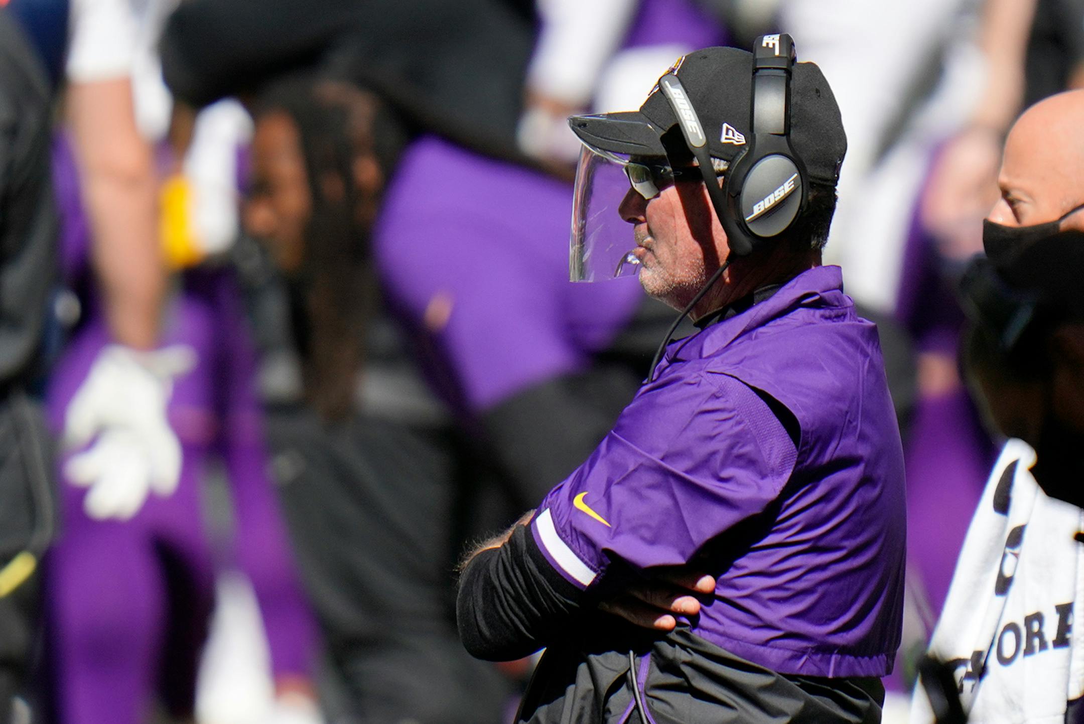 Minnesota Vikings head coach Mike Zimmer watches during the second half of an NFL football game against the Indianapolis Colts, Sunday, Sept. 20, 2020, in Indianapolis.