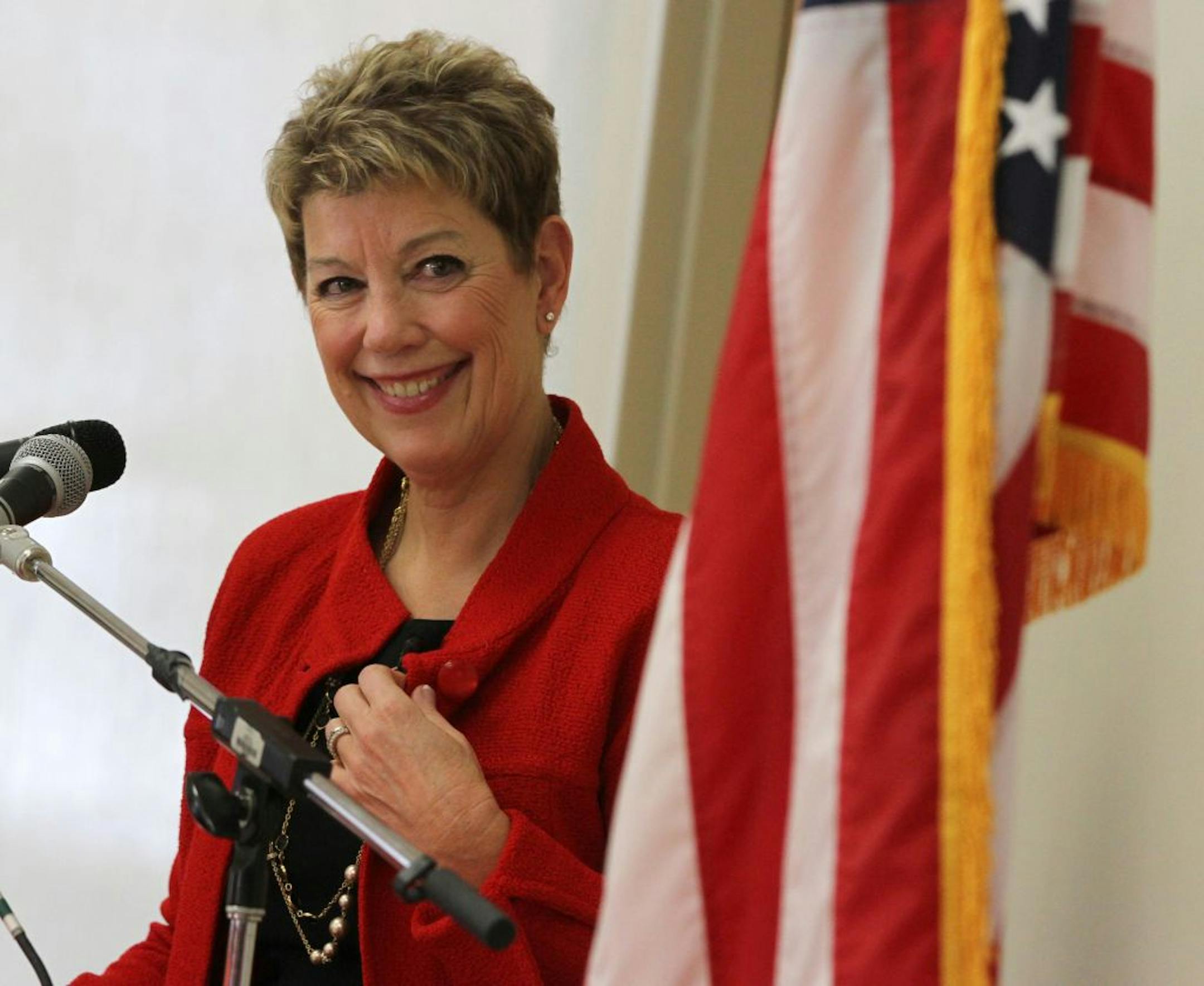 Former Minneapolis City Council President and Lobbyist Jackie Cherryhomes announced her mayoral campaign during a press conference at Standard Heating and Cooling in Minneapolis on 2/16/13. Bruce Bisping/Star Tribune bbisping@startribune.com Jackie Cherryhomes/source.