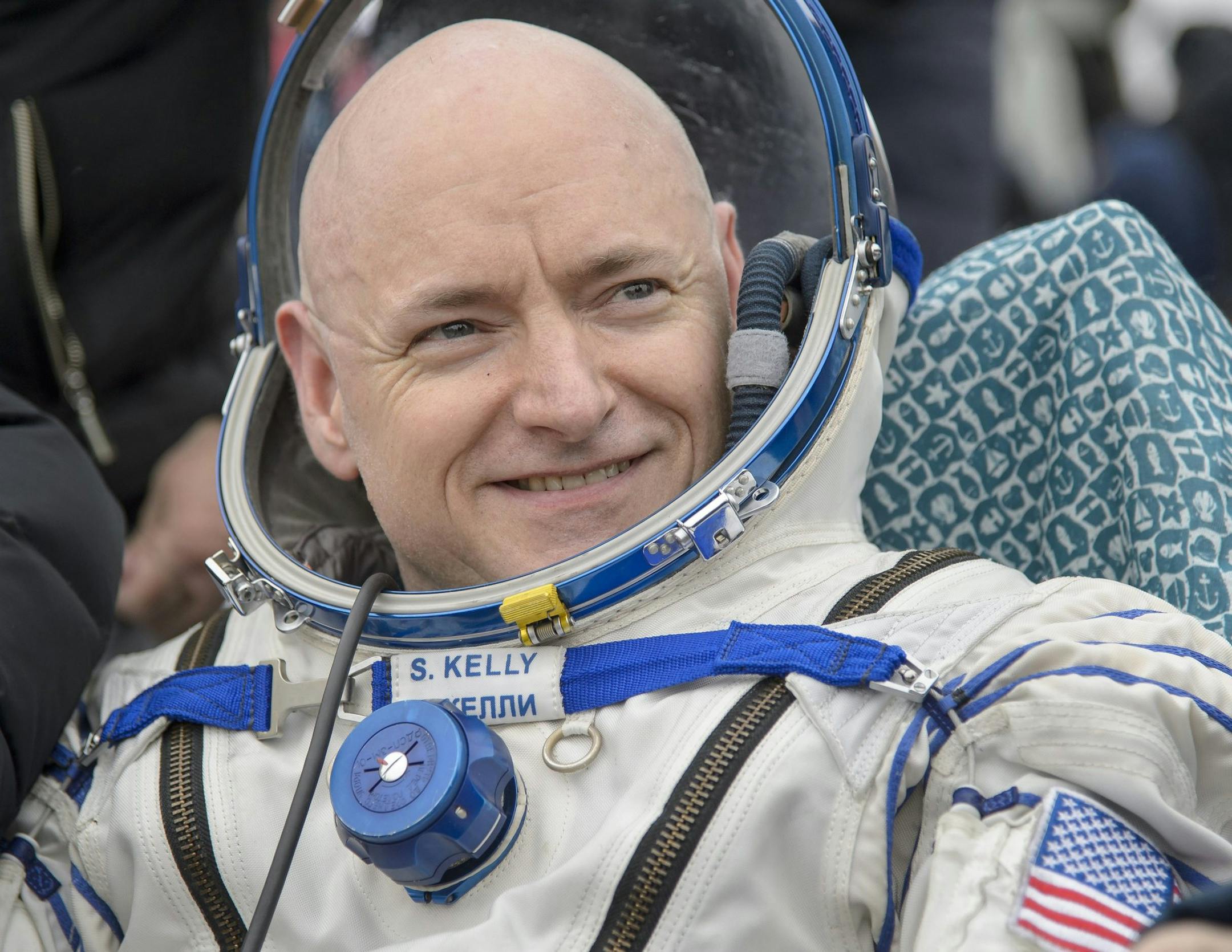 In a photo provided by NASA, astronaut Scott Kelly rests in a chair, minutes after he and two Russian cosmonauts landed near Dzhezkazgan, Kazakhstan on March 2, 2016. Kelly spent 340 days aboard the International Space Station, an American record — much of it documented on his hugely popular Instagram and Twitter accounts. (Bill Ingalls/NASA via The New York Times) -- FOR EDITORIAL USE ONLY --