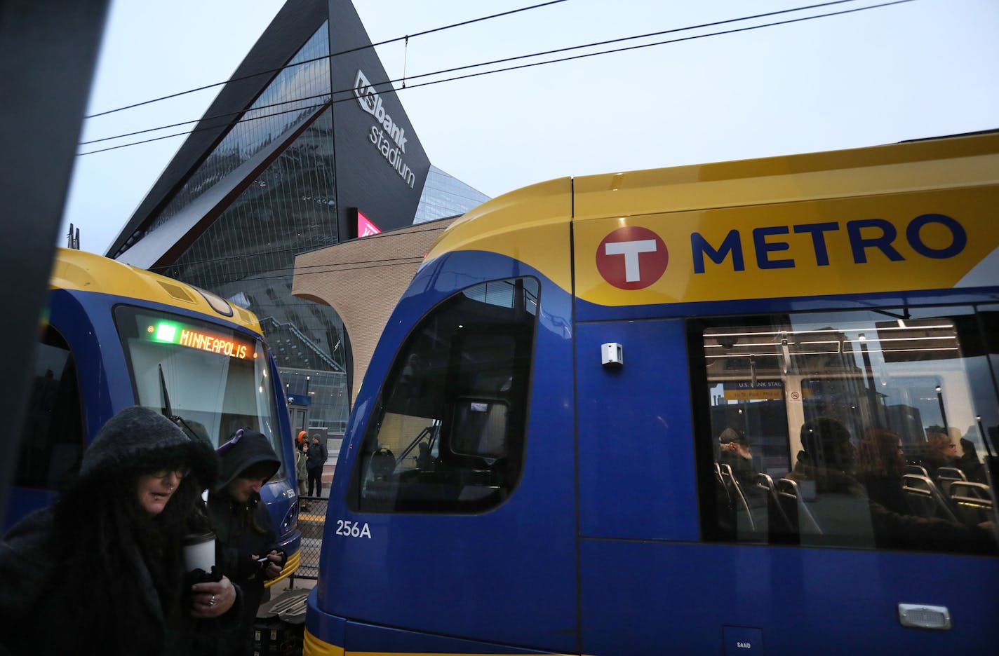 Commuters come and go at the US Bank Stadium light rail station Wednesday, Nov. 6, 2019, in Minneapolis MN.]
DAVID JOLES &#x2022; david.joles@startribune.com
A recent Sunday afternoon stabbing on the Green Line LRT has raised new questions about the safety of passengers using the Twin Cities' two light-rail lines. It's a challenge facing new Metro Transit police chief Eddie Frizell, and one that frustrates regular transit riders who rely on public transportation to get to work and school. And, a