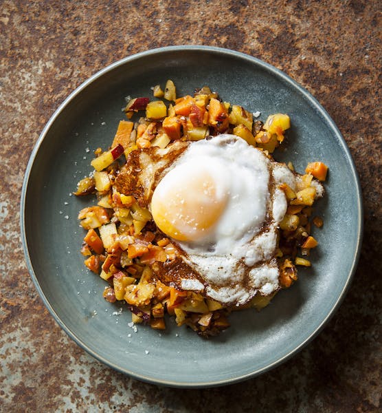 Fried Duck Egg With Red Flannel Hash.