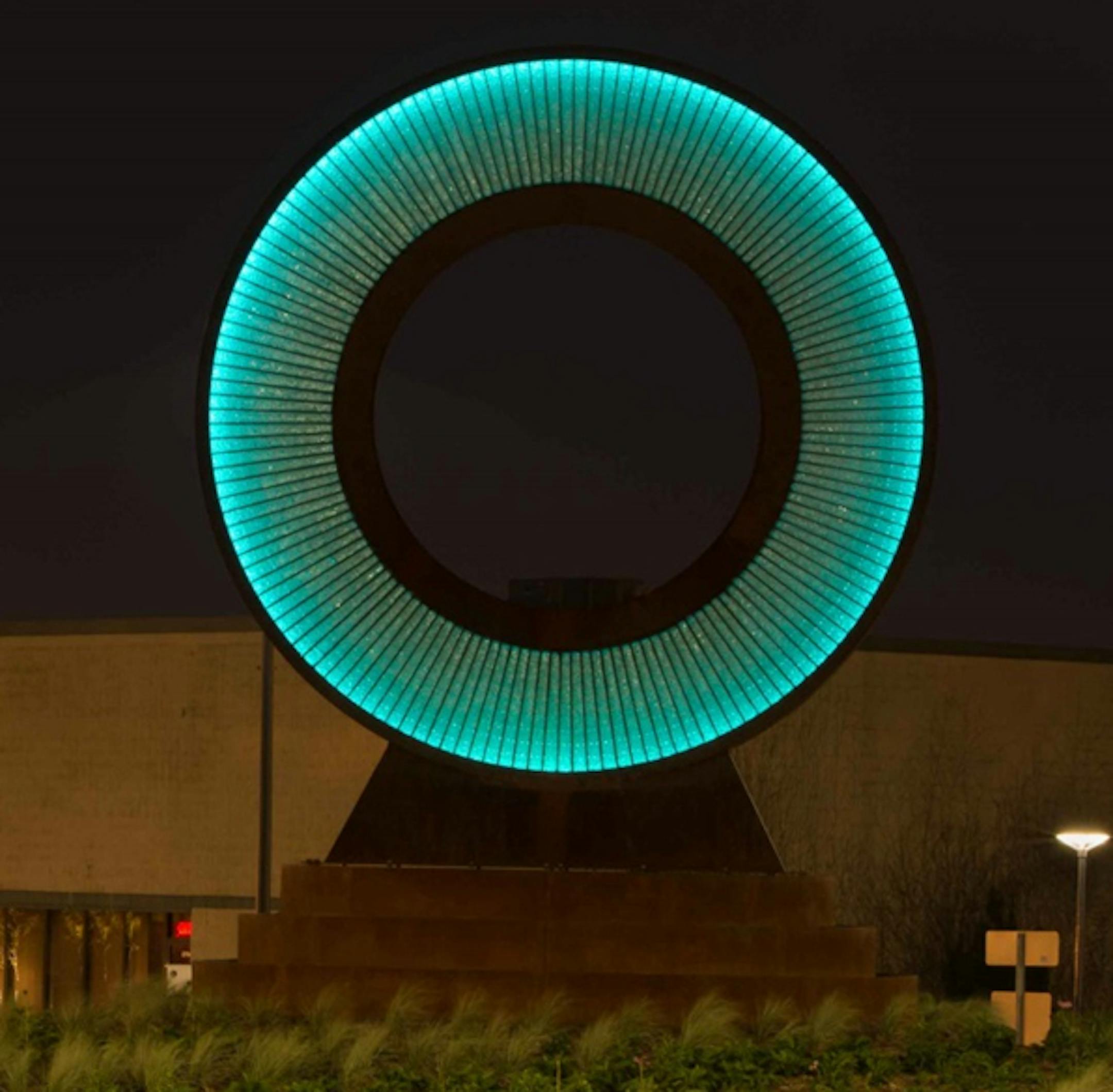"Confluence" sculpture by James Brenner commissioned by the City of Bloomington. Installed August 2015 in a roundabout at Lindau Lane and 28th Avenue.