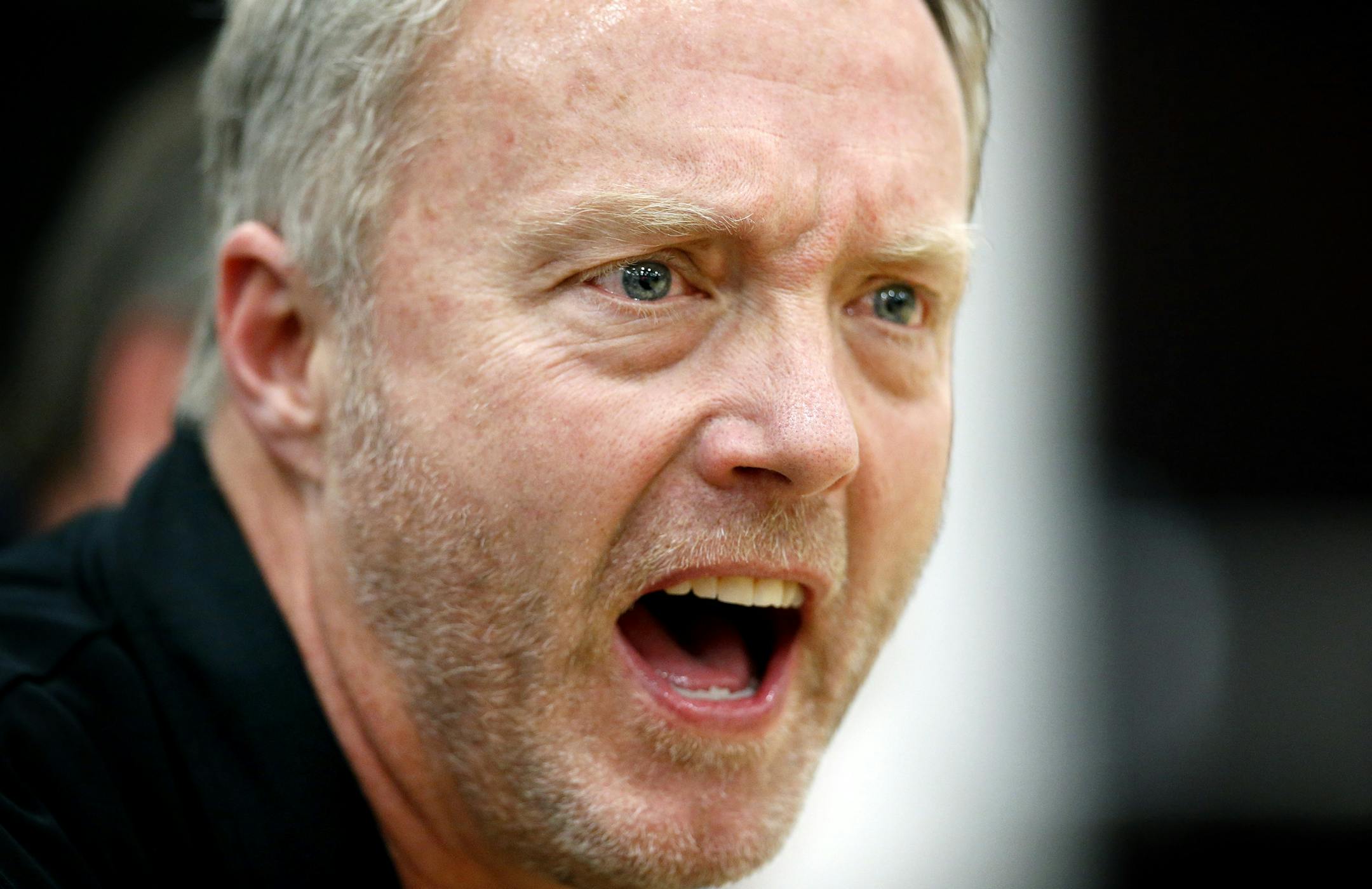 Eastview coach Paul Goetz called out directions to his team during a game vs. Rosemount. Goetz's son Garrett, plays for Rosemount. ] CARLOS GONZALEZ cgonzalez@startribune.com - January 7, 2013, Apple Valley, Minn., Eastview vs. Rosemount High School boys' basketball game, Eastview and Rosemount boys' basketball teams play at Eastview High School. It will be the first time Eastview coach Paul Goetz goes against his son, Garrett, at Rosemount