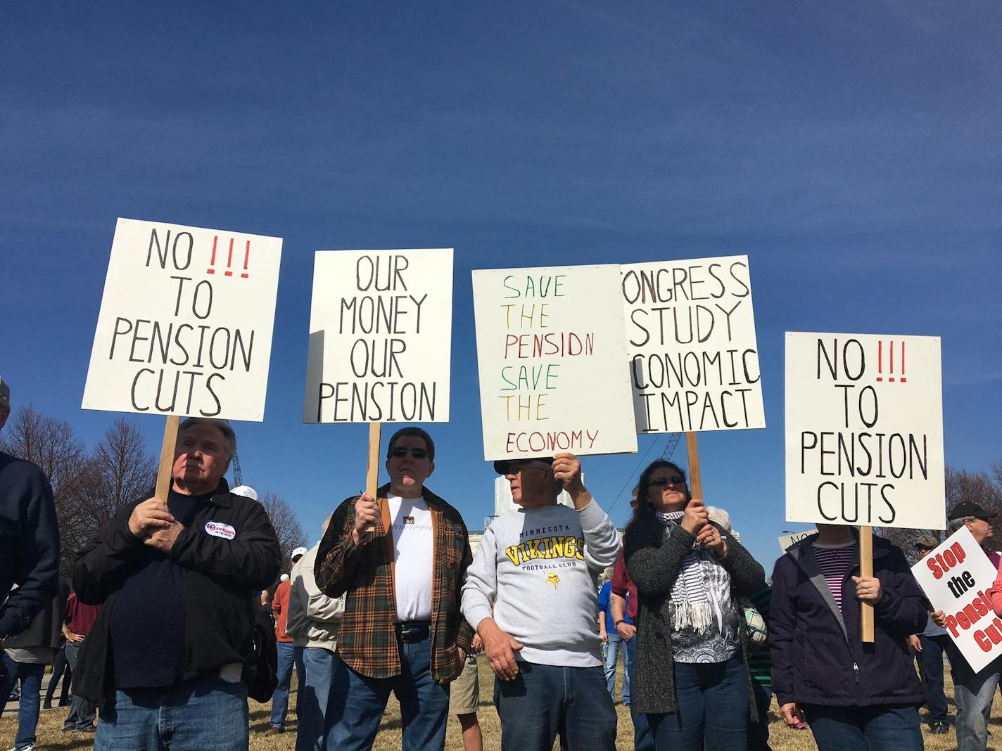 Retired Teamsters workers rally Saturday at the State Capitol in St. Paul.