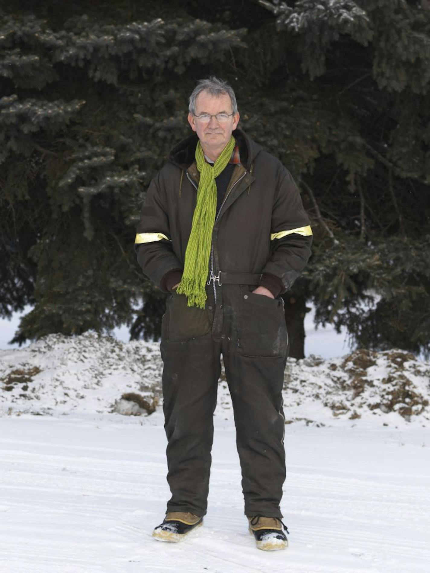 Martin Parr, in borrowed snowmobile suit and boots, photographed last month.