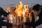 On March 25, before the Olympics were postponed, officials lit a lantern from the Olympic Flame at the end of a flame display ceremony in Iwaki, north
