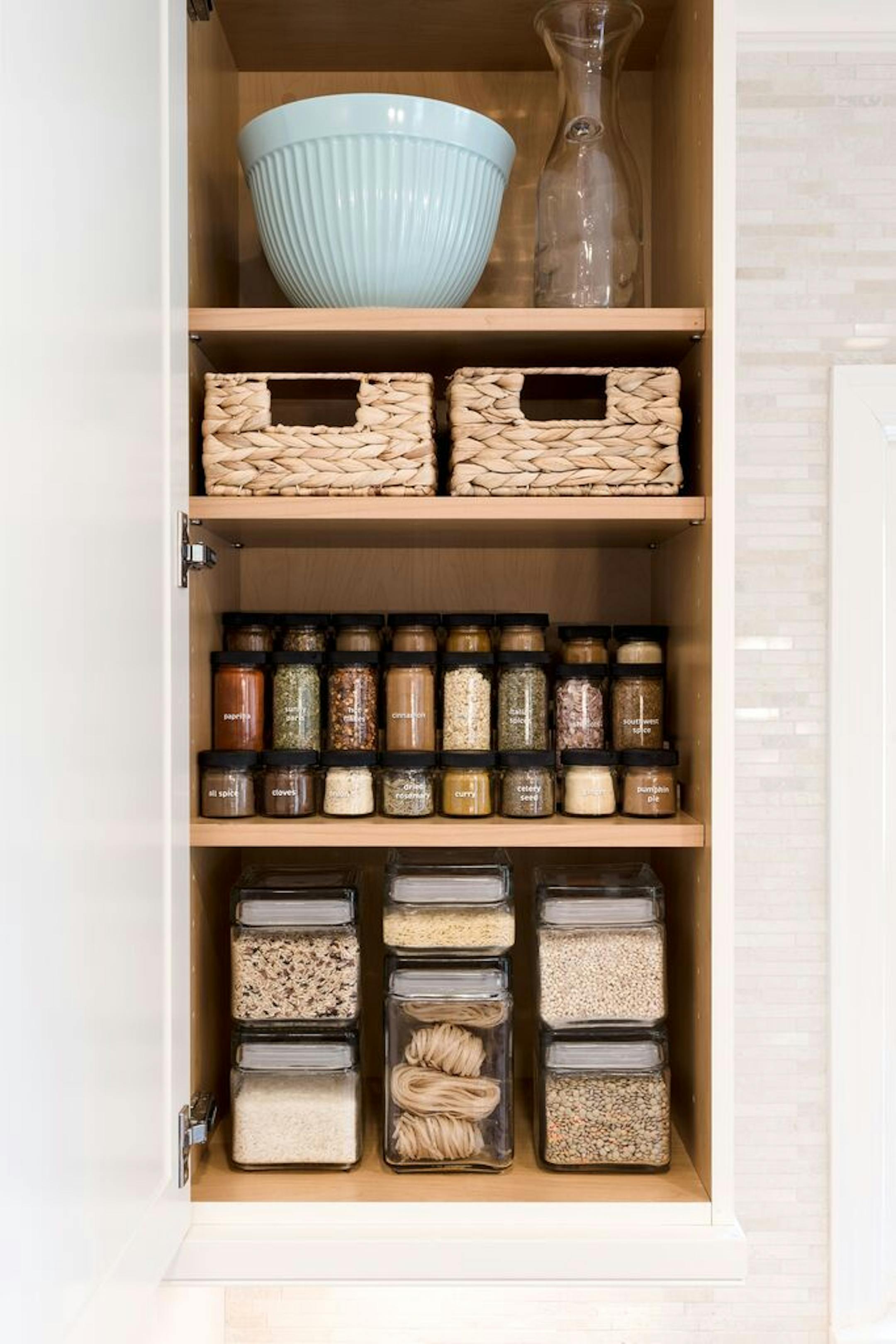 An organized cupboard.