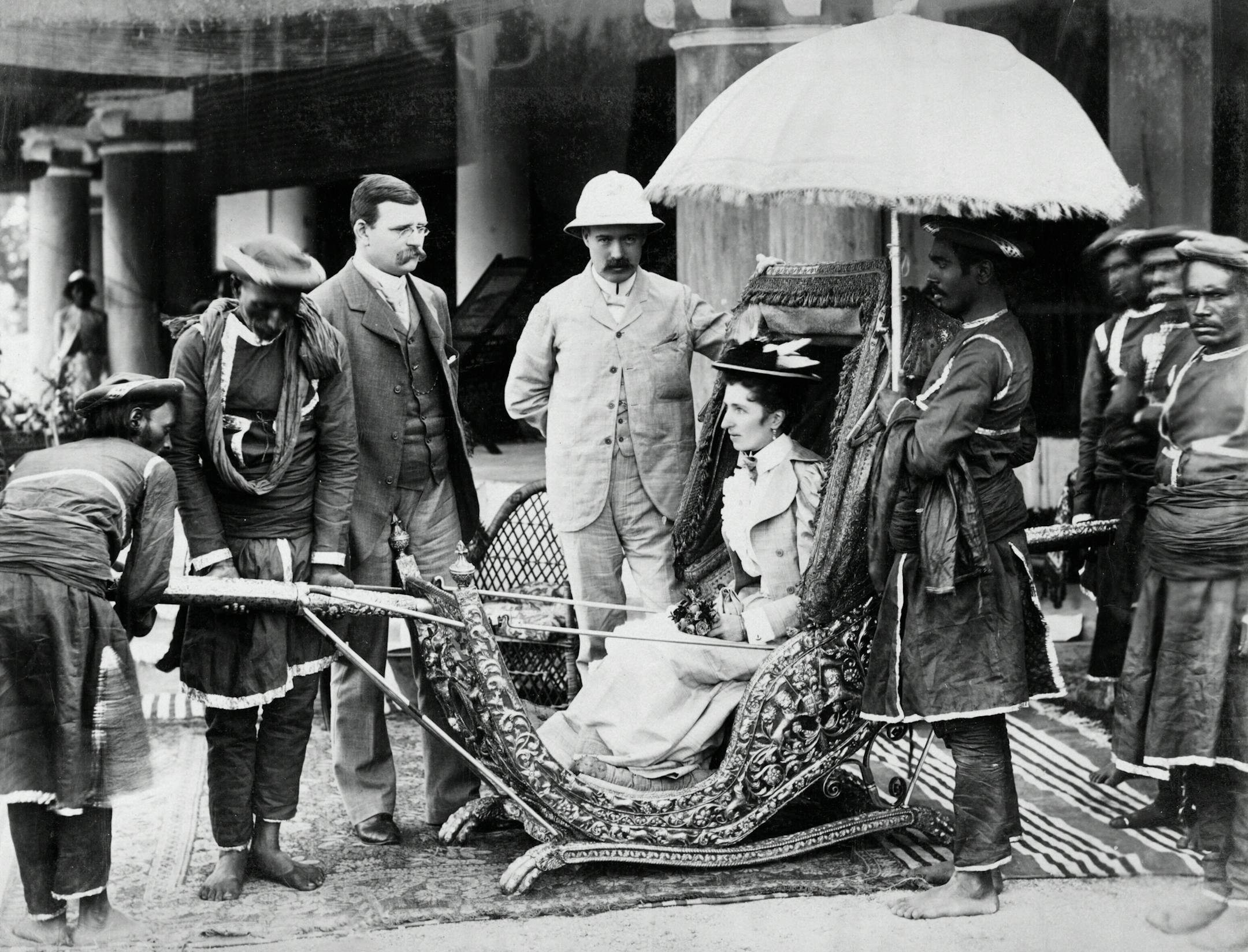 Lady Elgin in a silver tonjon. Image from the book, "THE FISHING FLEET"