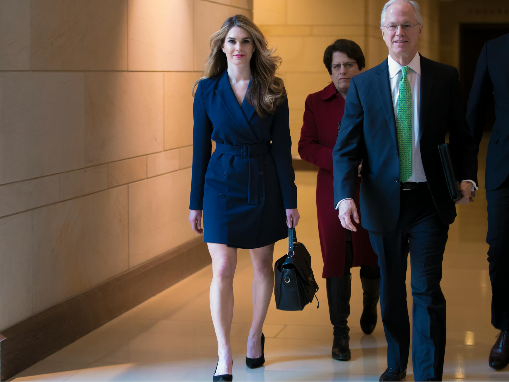White House Communications Director Hope Hicks, one of President Trump's closest aides and advisers, arrives to meet behind closed doors with the House Intelligence Committee, at the Capitol in Washington, Tuesday, Feb. 27, 2018. (AP Photo/J. Scott Applewhite)