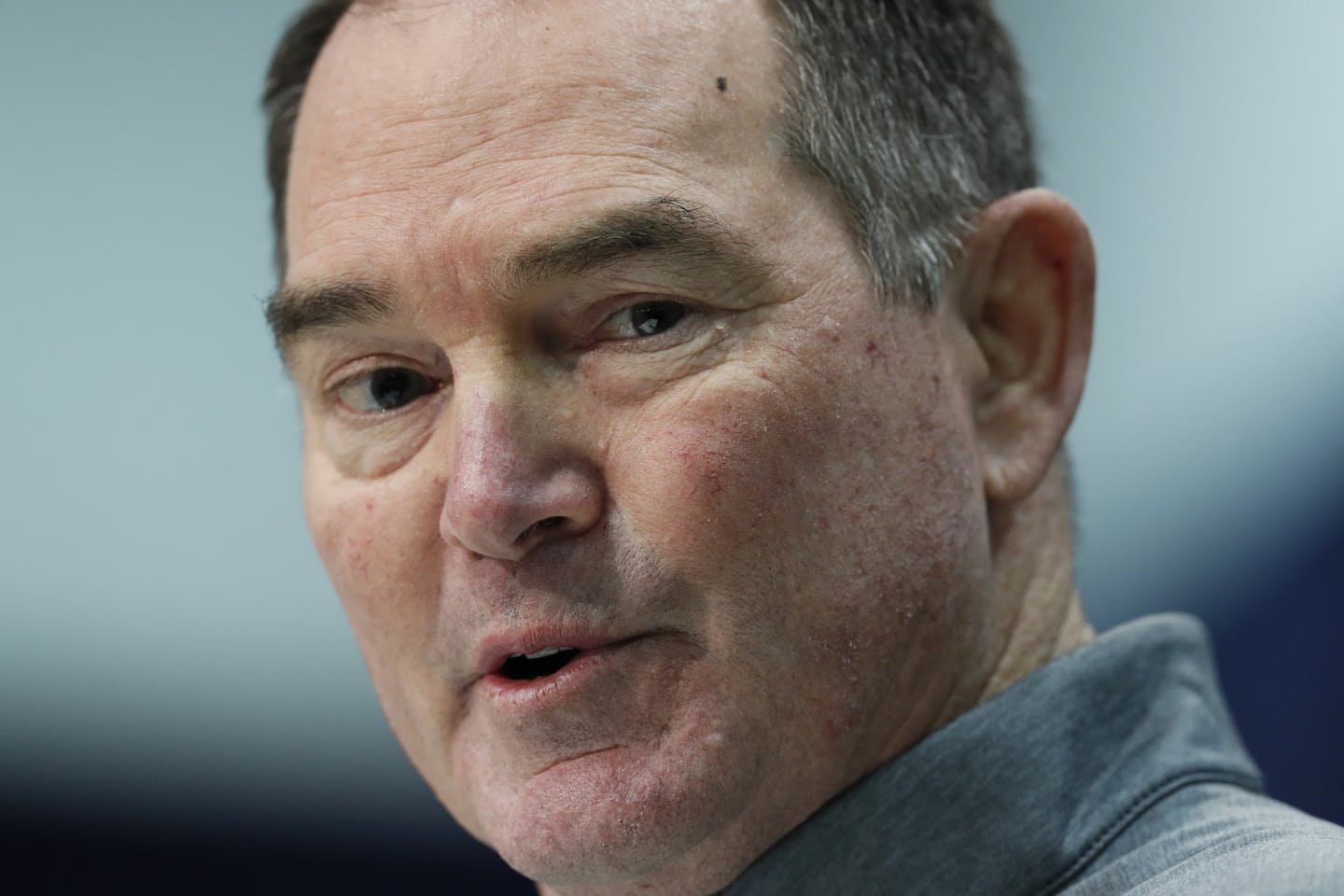 Minnesota Vikings head coach Mike Zimmer speaks during a press conference at the NFL football scouting combine in Indianapolis, Wednesday, Feb. 26, 2020. (AP Photo/Charlie Neibergall)