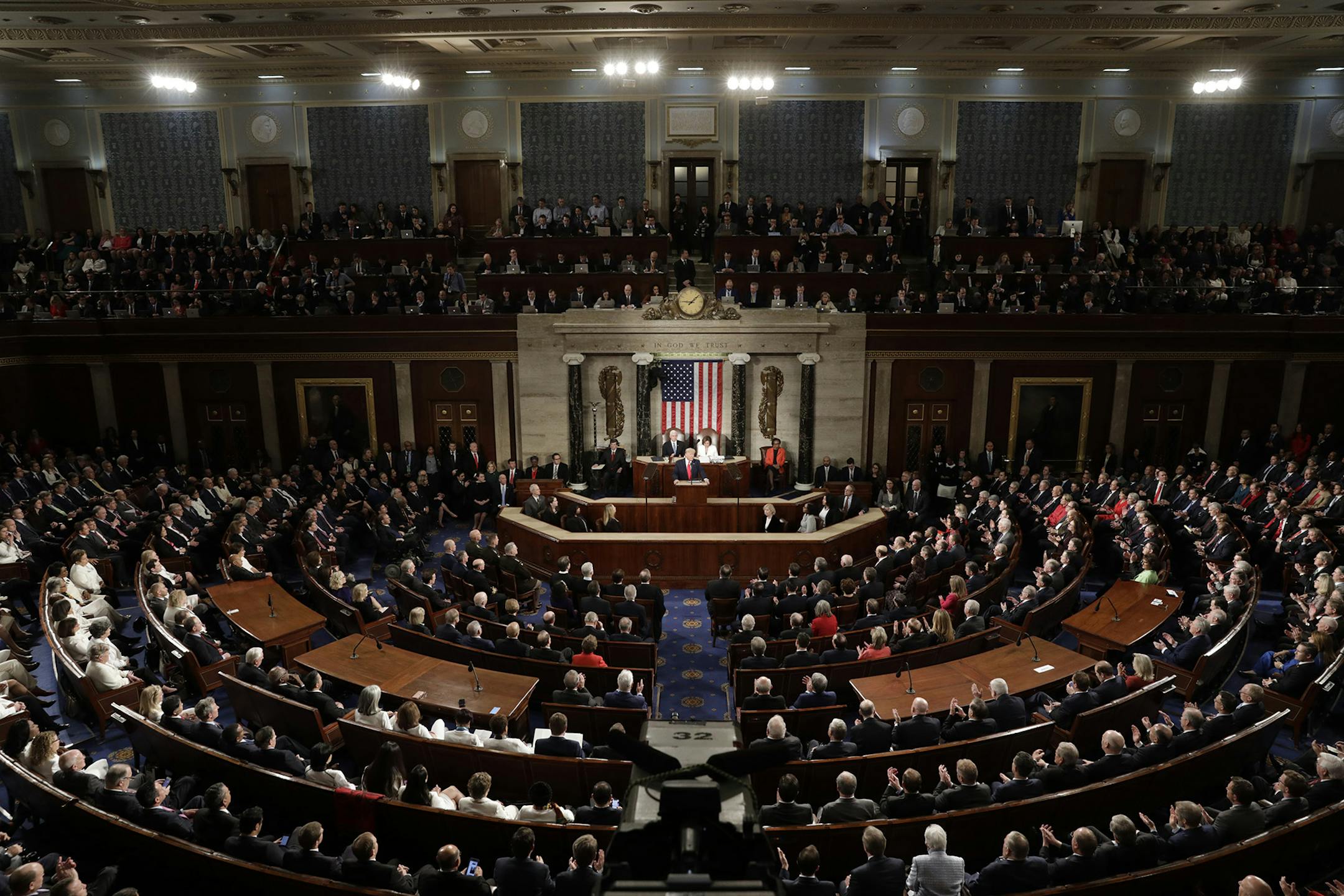 U.S. President Donald Trump delivers the State of the Union address to a joint session of the U.S. Congress on Capitol Hill on Tuesday, Feb. 4, 2020 in Washington, D.C. (Yuri Gripas/Abaca Press/TNS) ORG XMIT: 1569596