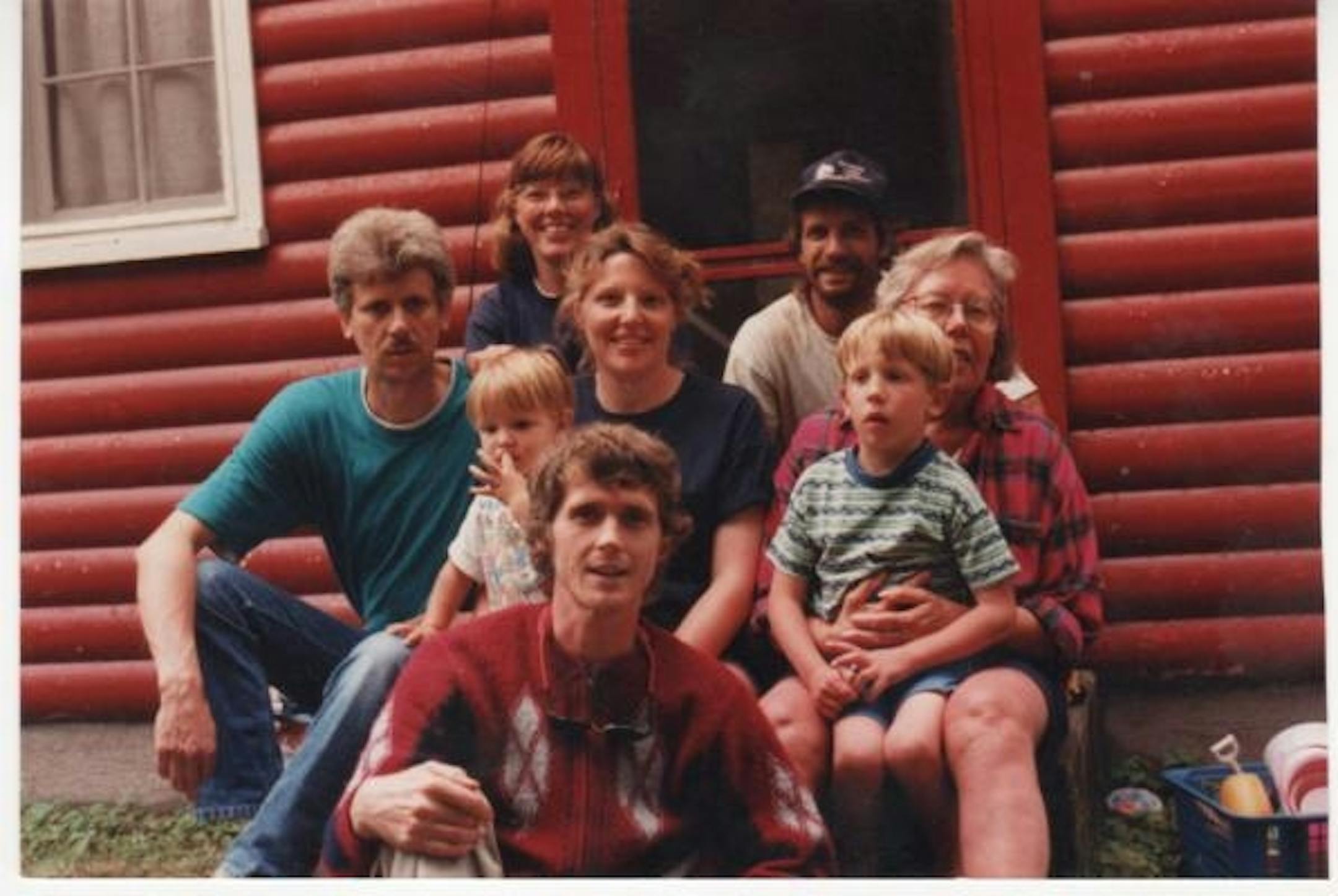 This photo from the 1990s shows members of the Anderson family reuniting with some of their birth mothers.