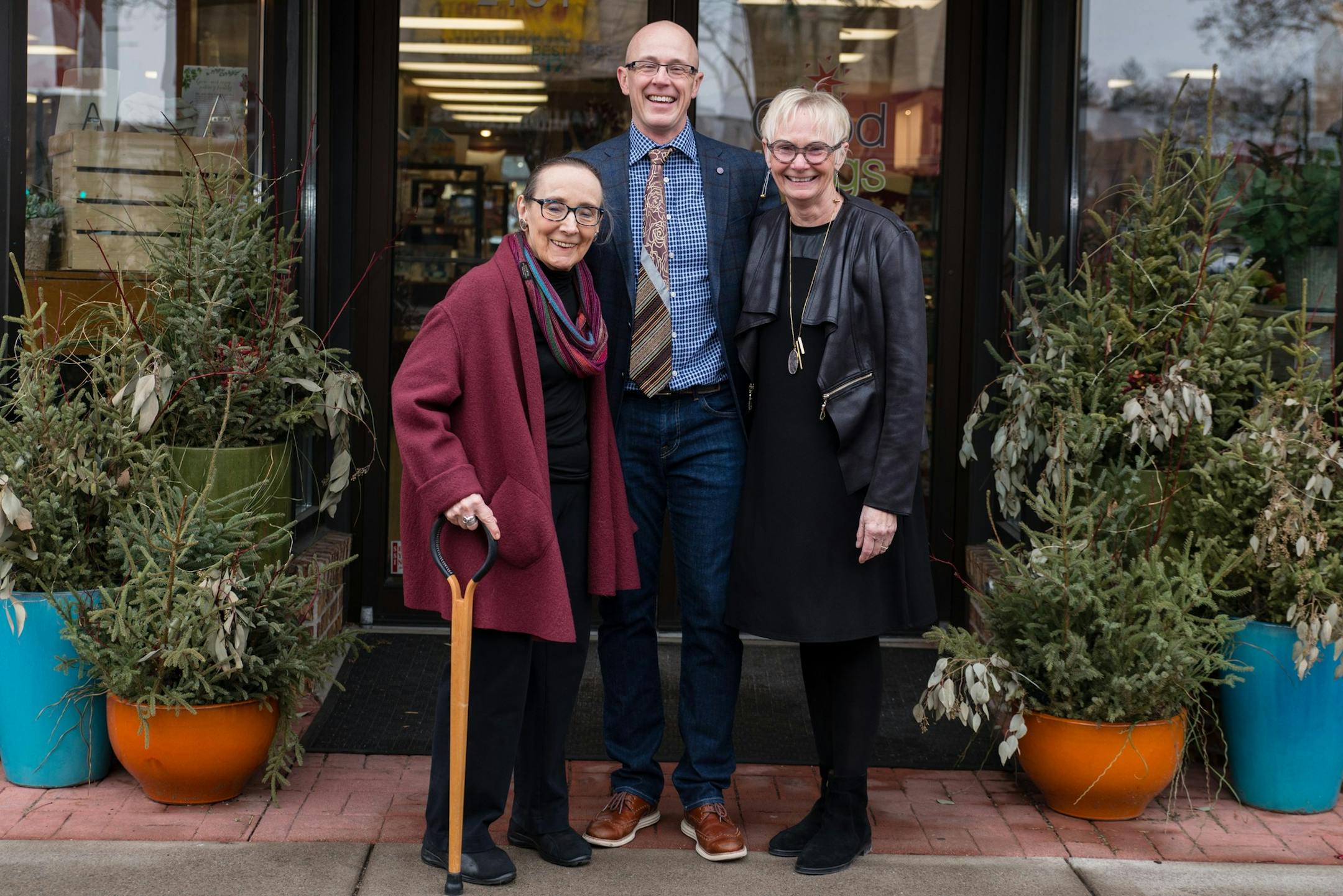 Roxy Freese, owner of Bibelot shops, left, with Tyler and Sharon Conrad, co-owners of GoodThings gift shops. GoodThings is buying two Bibelot locations and will rebrand them as GoodThings-Bibelot.