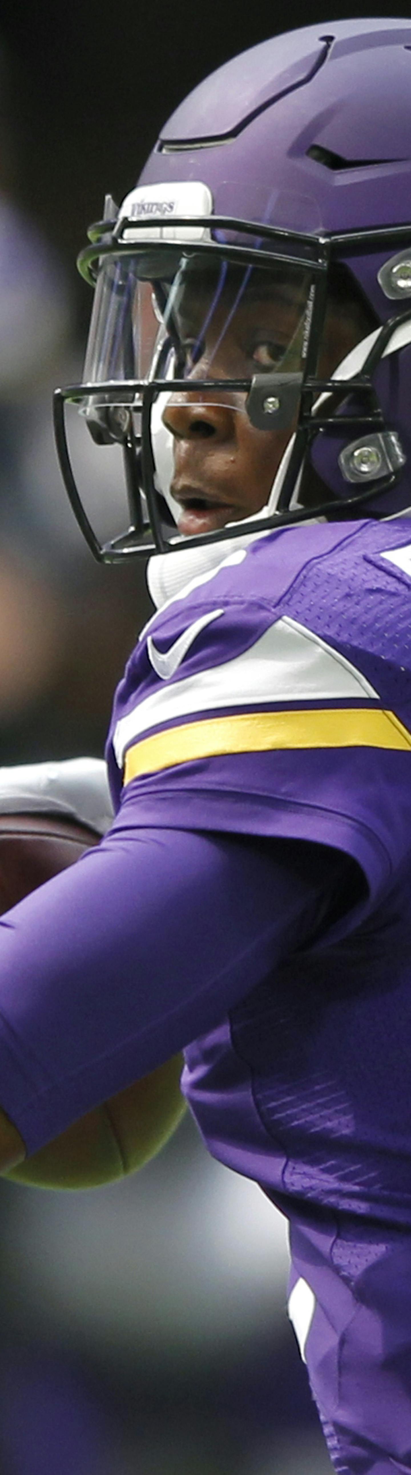 FILE - In this Aug. 28, 2016, file photo, Minnesota Vikings quarterback Teddy Bridgewater throws a pass during the first half of an NFL preseason football game against the San Diego Chargers,in Minneapolis. An unquestionable lift for the Vikings came this week with Bridgewater activated. He'll serve as backup to Case Keenum, but his return from a devastating knee injury in training camp 2016 is a huge plus (AP Photo/Andy Clayton-King, File) ORG XMIT: MIN2017111015141120