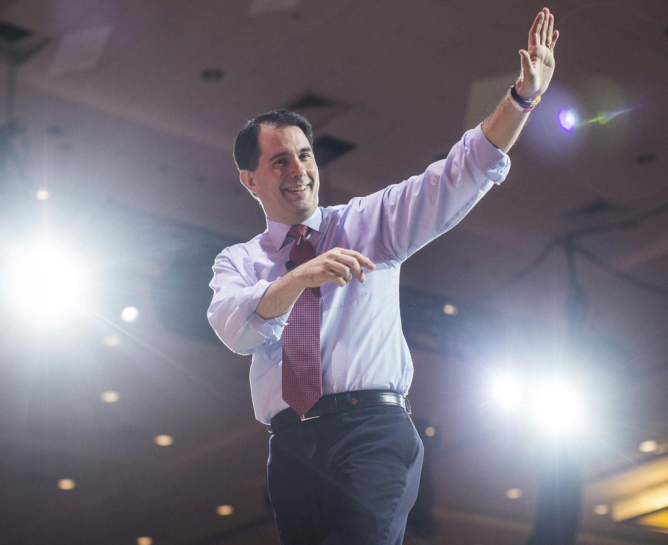 Wisconsin Gov. Scott Walker walks off the stage after speaking during the Conservative Political Action Conference in National Harbor, Md., Feb. 26, 2015. (Jabin Botsford/The New York Times)