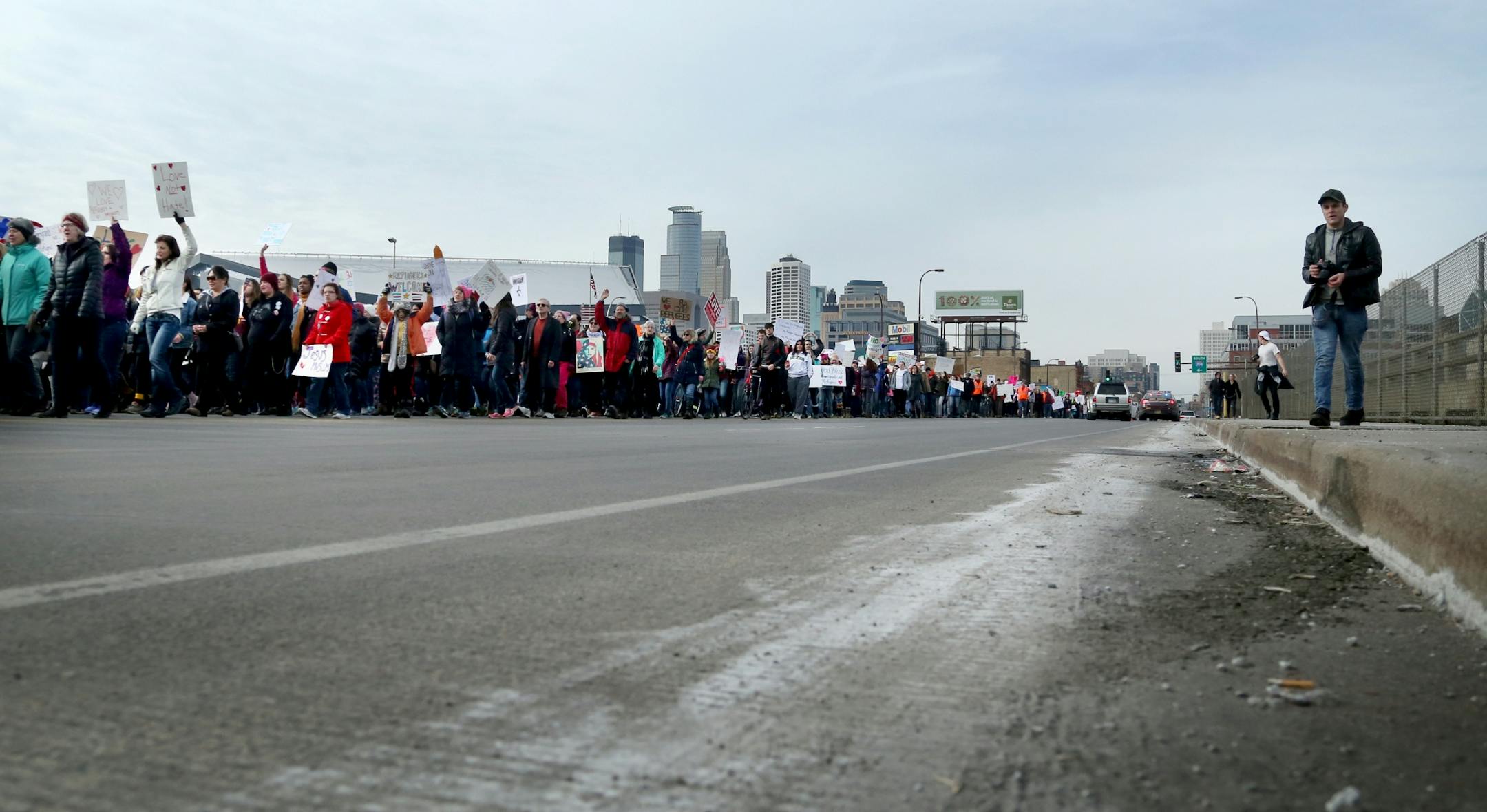 A large crowd took place in The Caravan of Love: A Walk of Love for Immigrants and Refugees as it moved from the Minneapolis City Hall down Washington Ave. towards the Cedar-Riverside neighborhood.