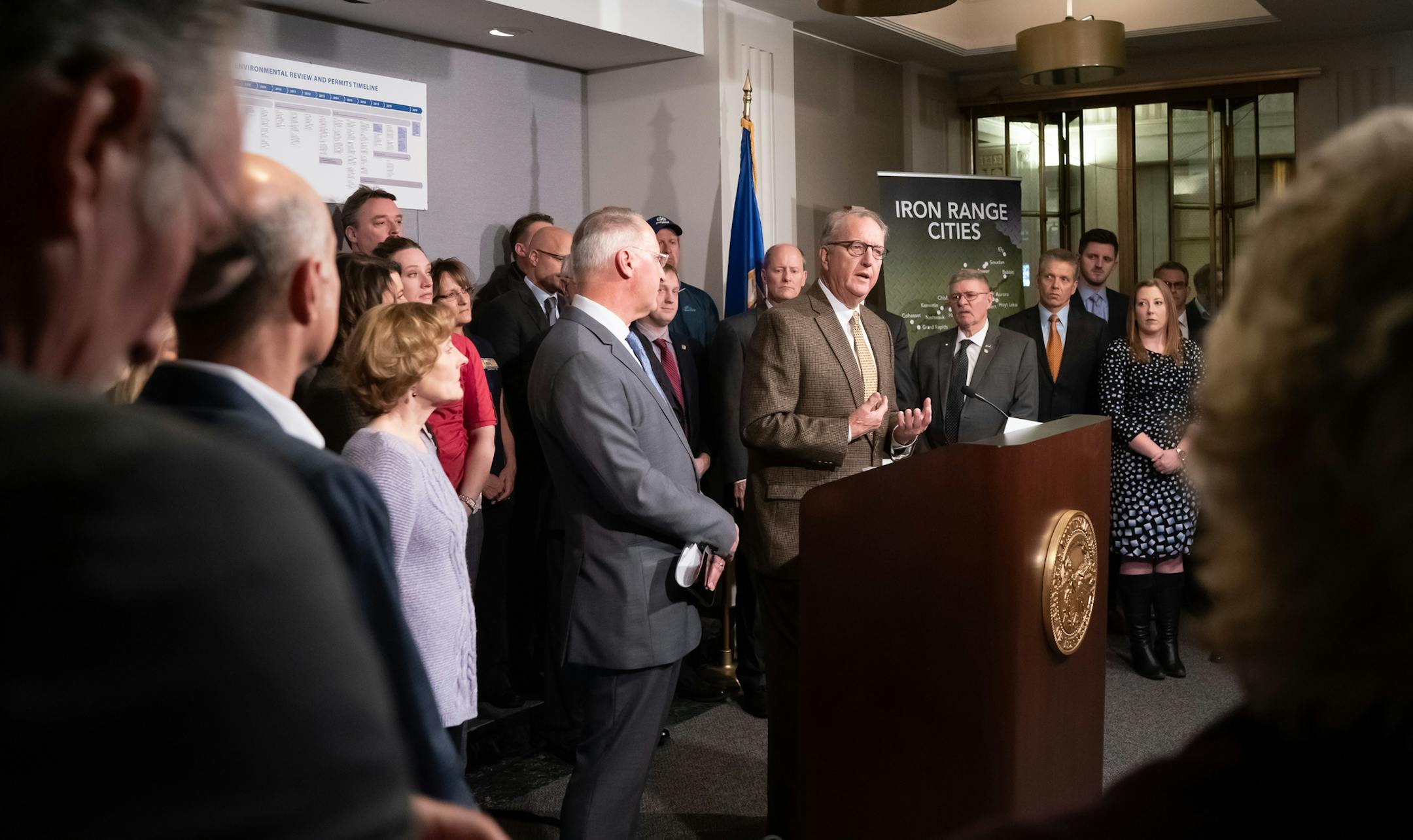 Harry Melander of the Minnesota Building and Construction Trades Council spoke at the press conference. Jobs for Minnesotans held a press conference asking for more certainty in the regulatory process on the PolyMet project. Legislators from the Iron Range attended. ] GLEN STUBBE &#x2022; glen.stubbe@startribune.com Tuesday, February 11, 2020 Jobs for Minnesotans held a press conference asking for more certainty in the regulatory process on the PolyMet project.