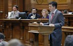 Senator P. K. Martin, R - Lawrenceville, presents HB 918, which stripped a jet-fuel tax break. The Georgia Senate approved a sweeping tax bill Thursda