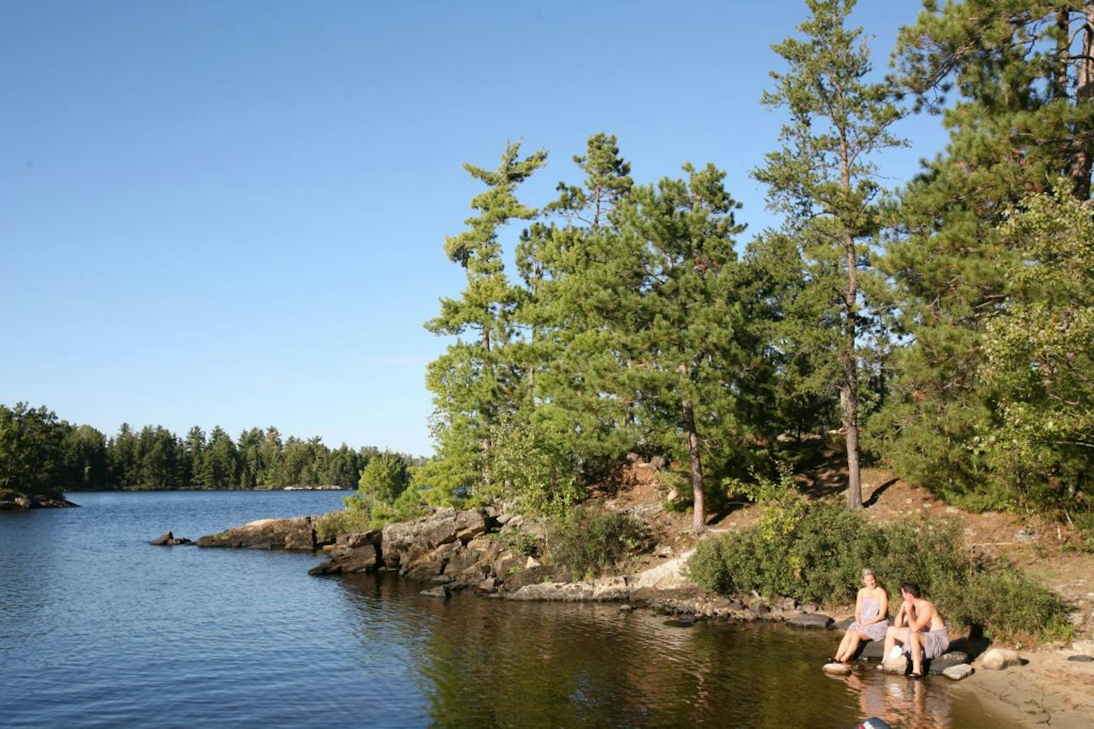 Enjoying sunny fall afternoon on Sandpoint Island in Voyageurs National Park.