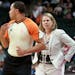 Lynx head coach Cheryl Reeve is not happy with a ref during the second quarter of the Lynx game with the Washington Mystics in June