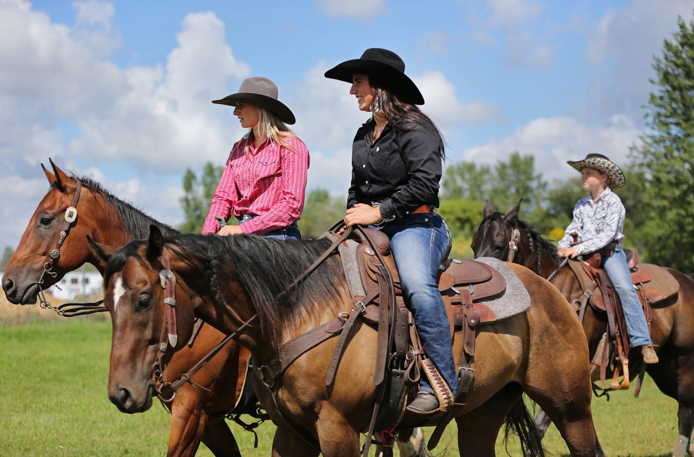 Sisters Jacqueline, McKayla and Lydia (L to R) Lucas have taken the rodeo world by storm by claiming top titles at the National Little Britches Rodeo Association World Championships in July. ] The Lucas family spent the weekend at the Minnesota High School Rodeo at the Washington County Fairgrounds in Lake Elmo on Saturday, August 13, 2016. Shari L. Gross / sgross@startribune.com