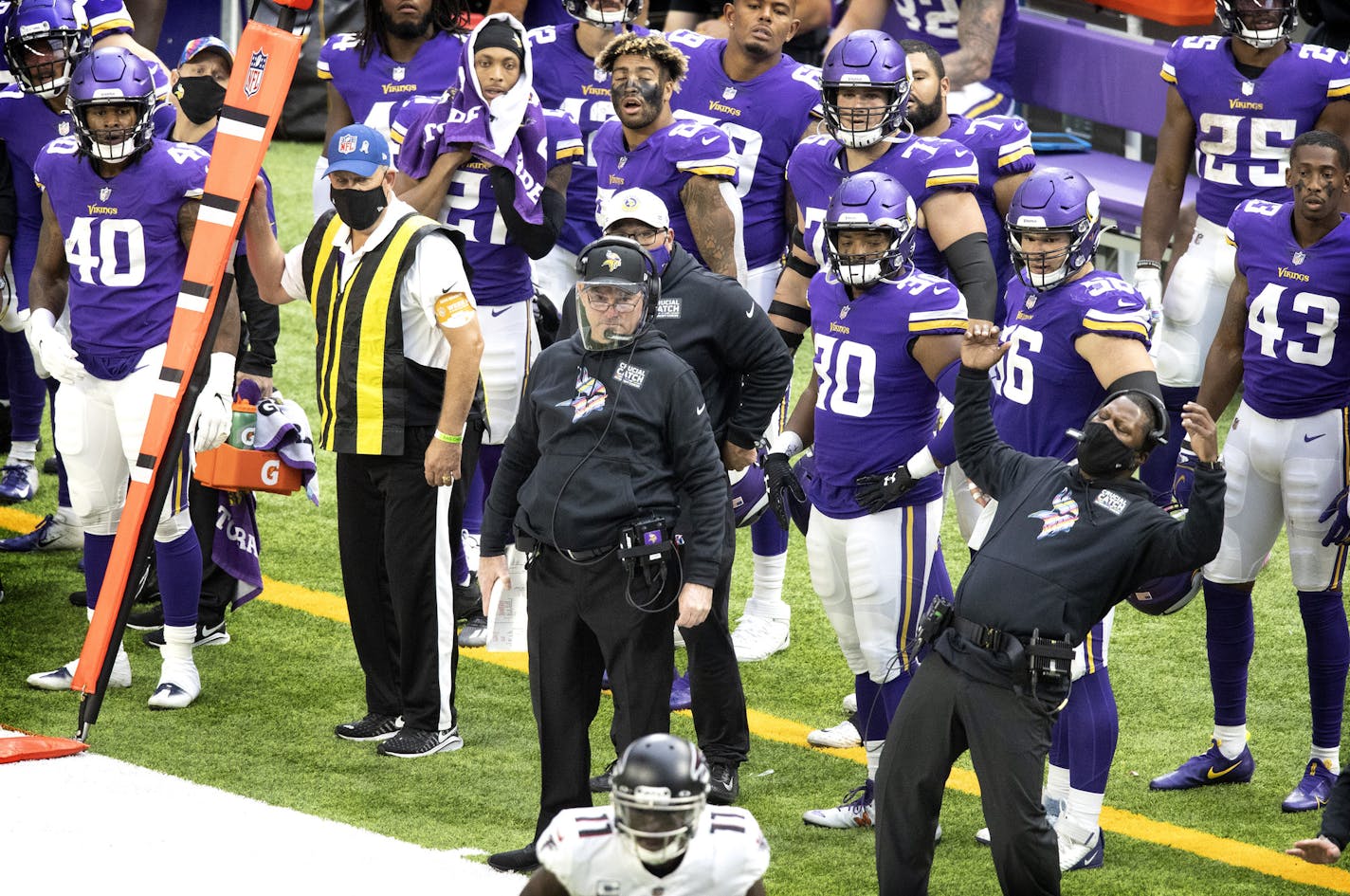 Mike Zimmer and other Vikings coaches and players reacted to Falcons receiver Julio Jones catching a 40-yard touchdown pass in the third quarter Sunday.